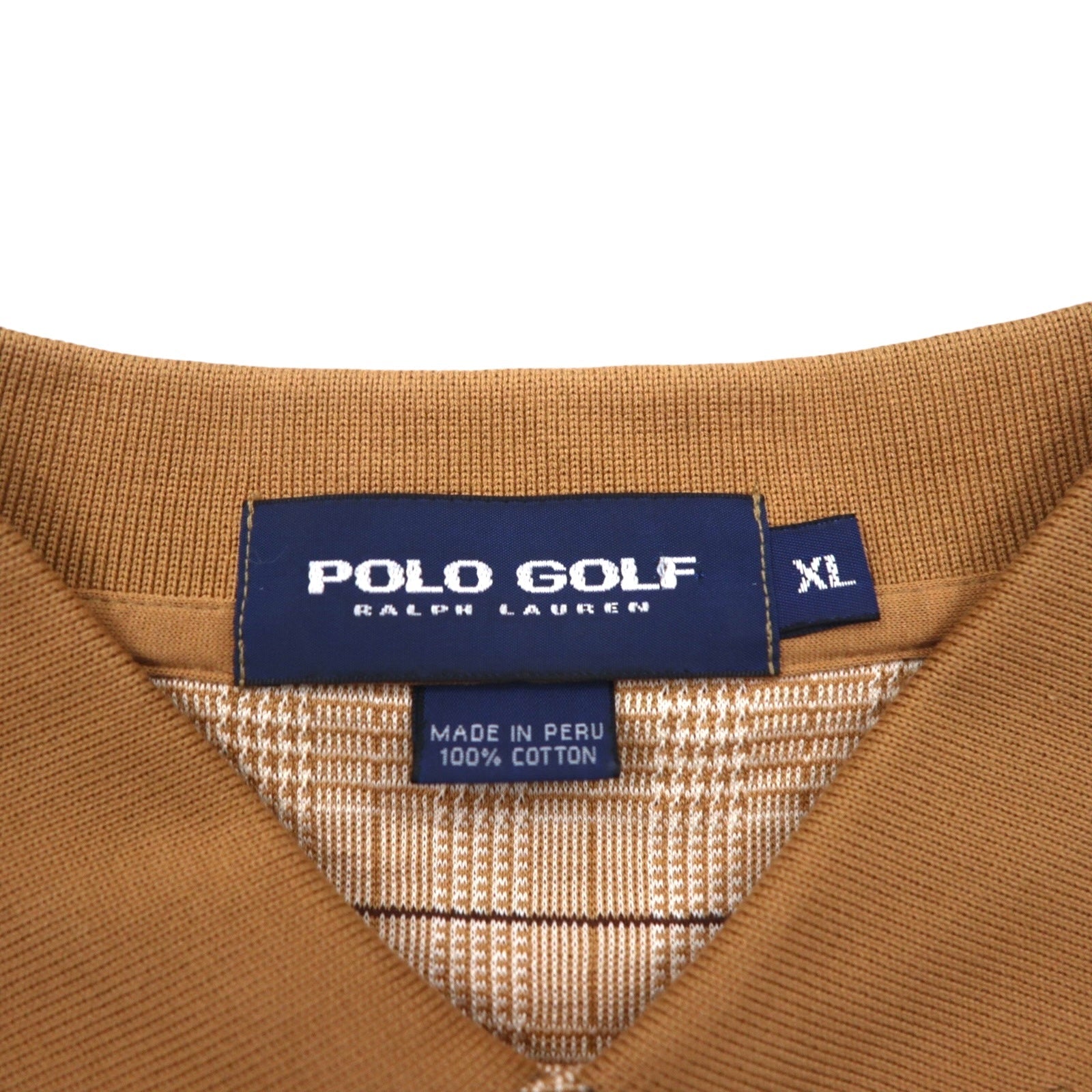 POLO GOLF RALPH LAUREN 長袖ポロシャツ ラガーシャツ XL ベージュ チェック