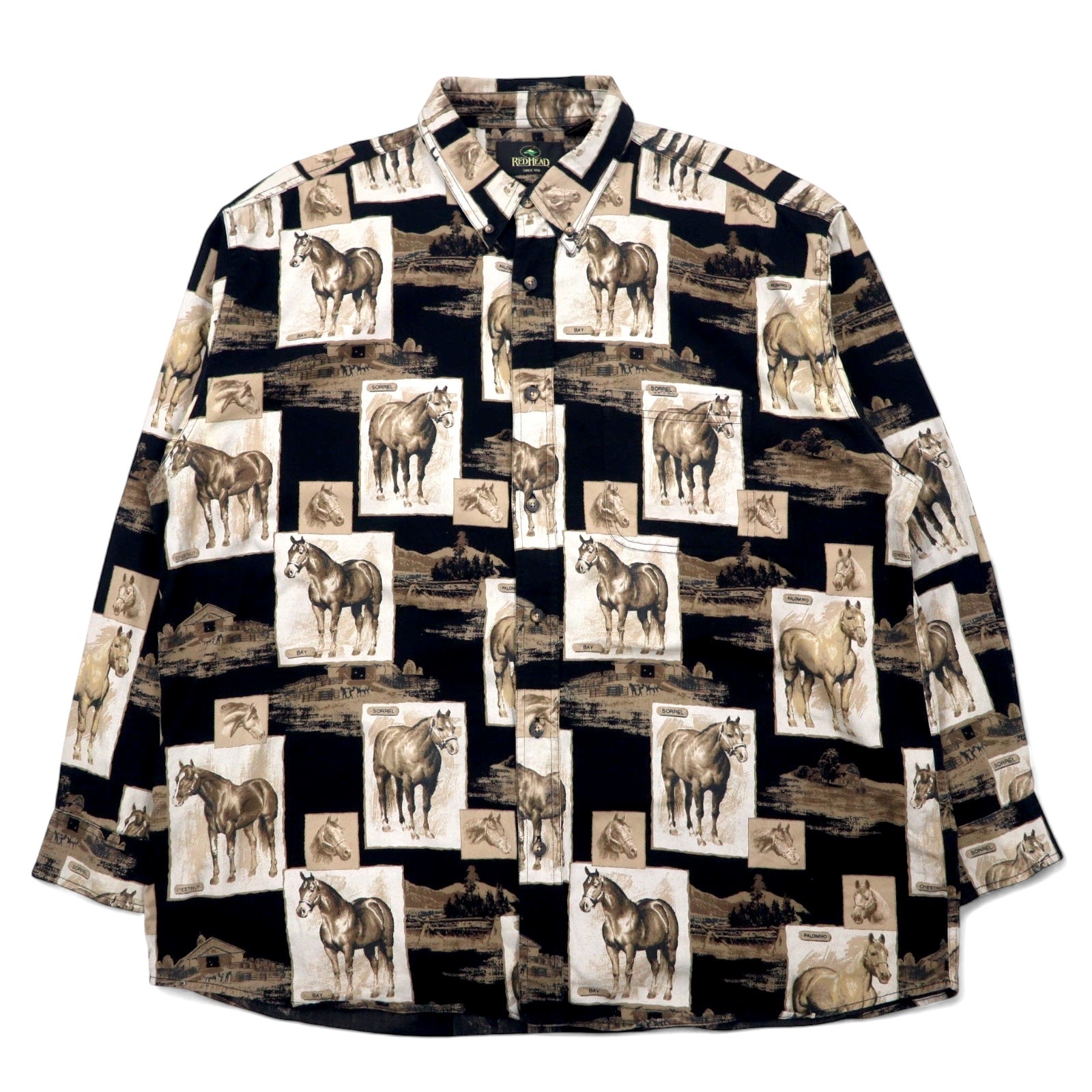 Camicia abbottonata RED HEAD a stampa animalier XL nera cotone cavallo