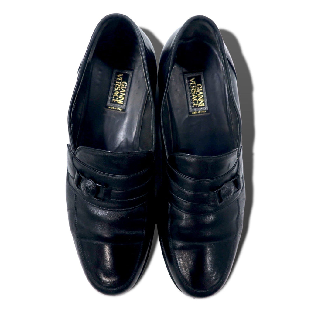 GIANNI VERSACE Mocassini Made in Italy 26.5 cm Pelle Nera Medusa