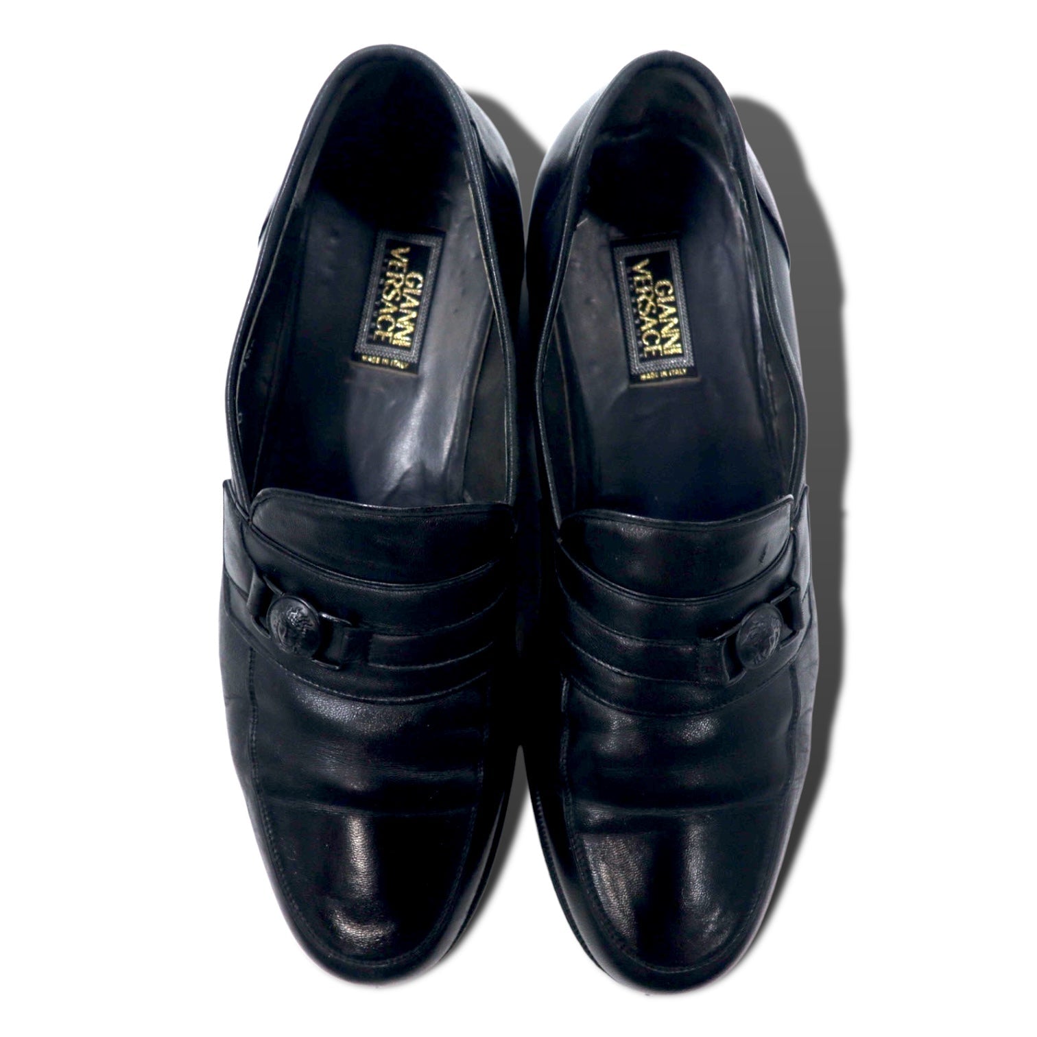 GIANNI VERSACE Mocassini Made in Italy 26.5 cm Pelle Nera Medusa