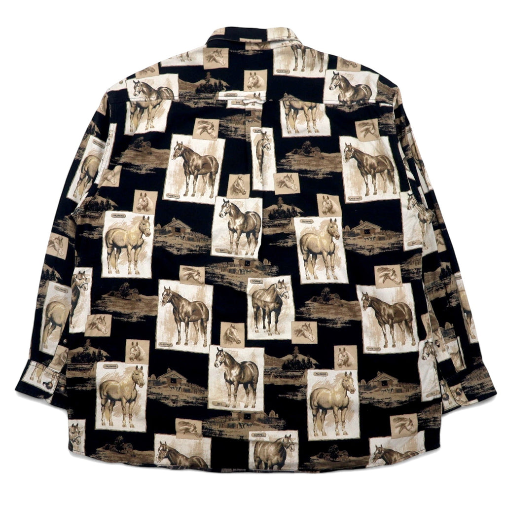 Camicia abbottonata RED HEAD a stampa animalier XL nera cotone cavallo