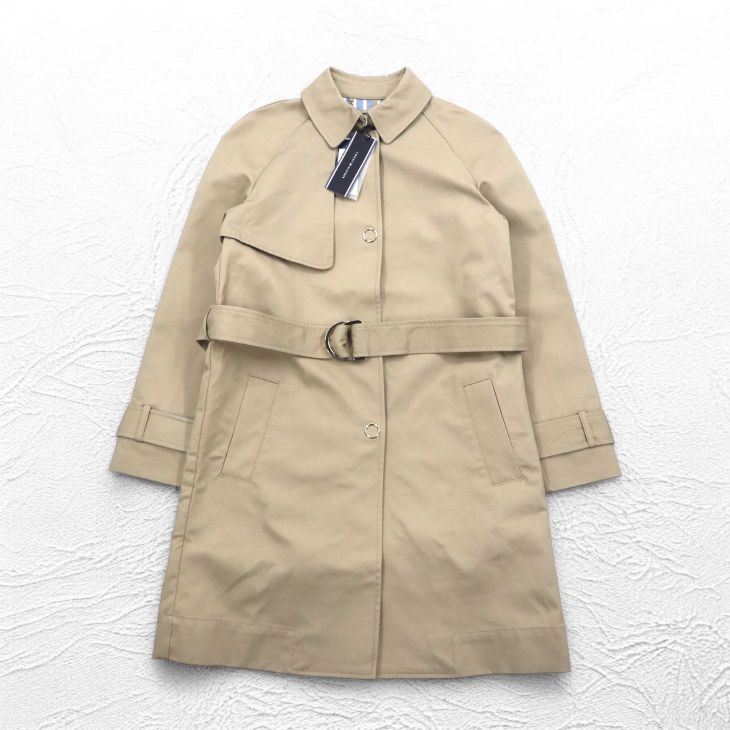 TOMMY HILFIGER ボンディング トレンチコート S ベージュ ベルト付き WW0WW22026 未使用品