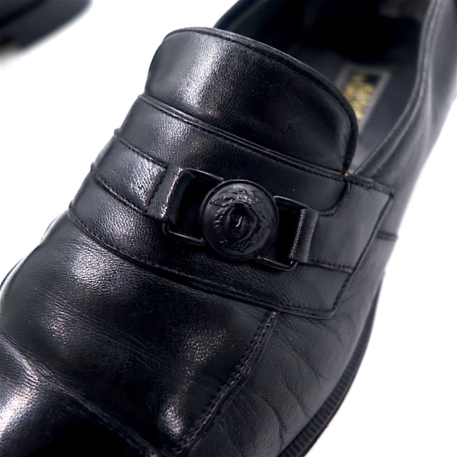 GIANNI VERSACE Mocassini Made in Italy 26.5 cm Pelle Nera Medusa