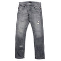 Polo RALPH LAUREN jeans skinny in denim distressed, taglia 30, grigi, in cotone stretch, con toppa in pelle, chiusura a zip, made in Turchia.