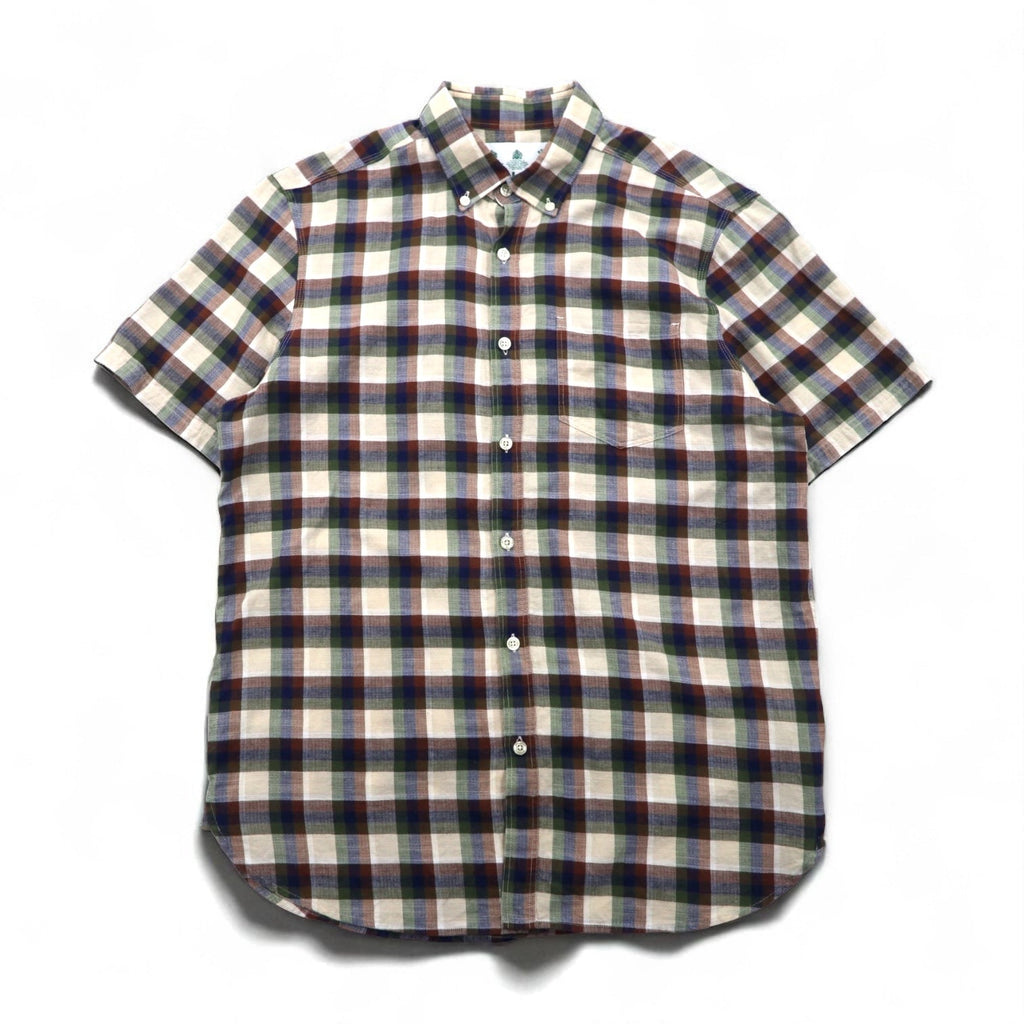 Barbour Camicia Button-Down a Maniche Corte, Taglia M, Marrone a Quadri, Cotone, MSH5151BE11, Made in Portogallo