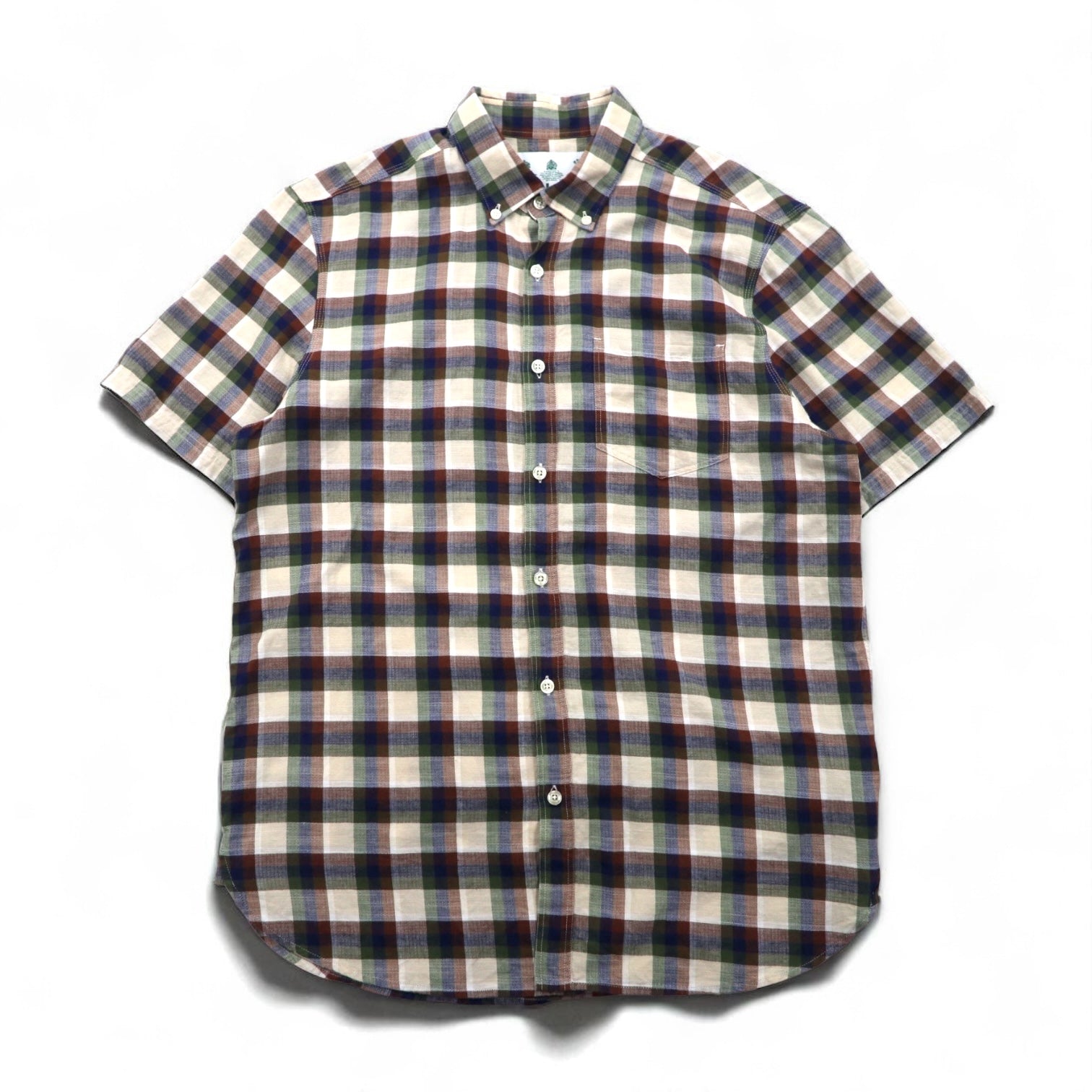 Barbour Camicia Button-Down a Maniche Corte, Taglia M, Marrone a Quadri, Cotone, MSH5151BE11, Made in Portogallo