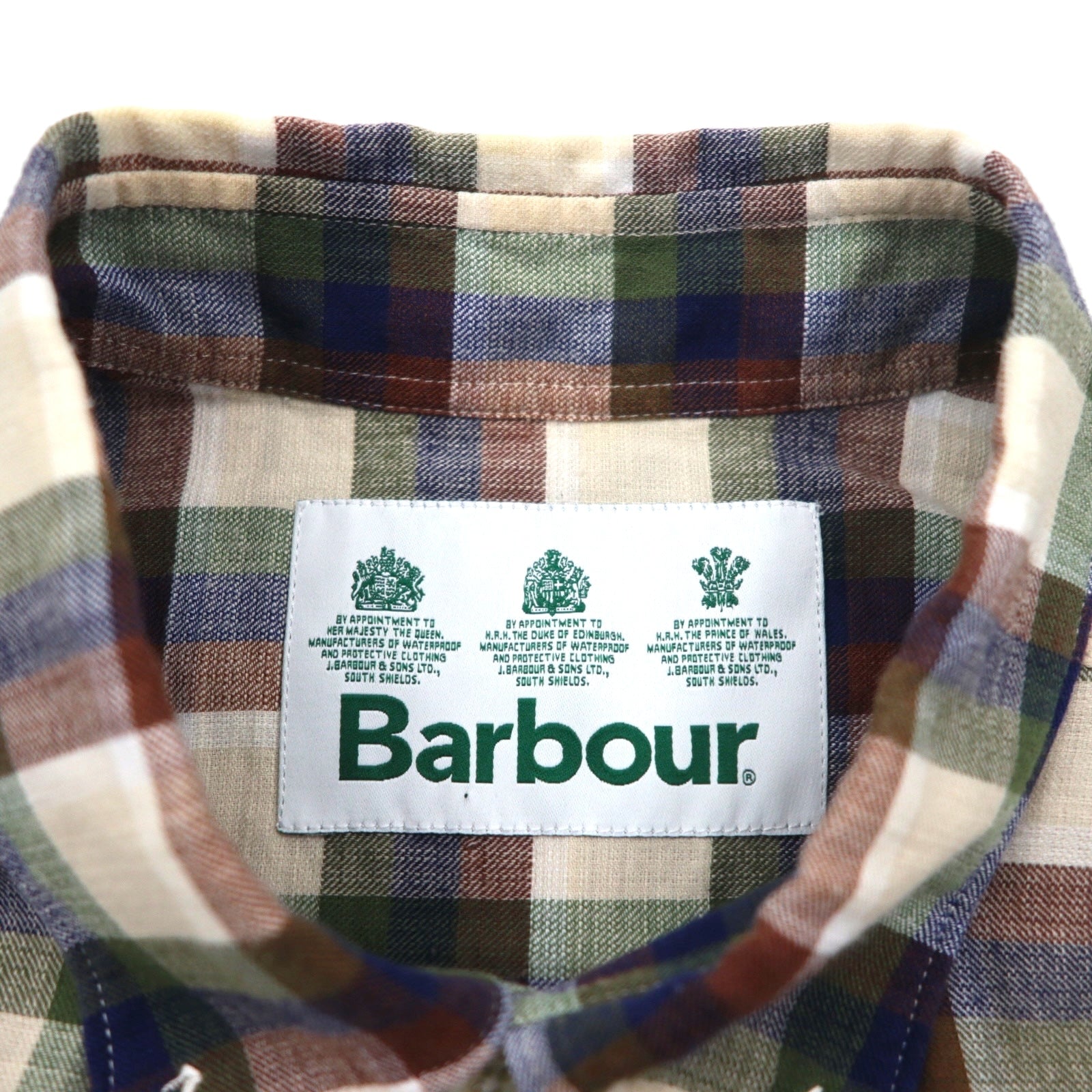 Barbour Camicia Button-Down a Maniche Corte, Taglia M, Marrone a Quadri, Cotone, MSH5151BE11, Made in Portogallo
