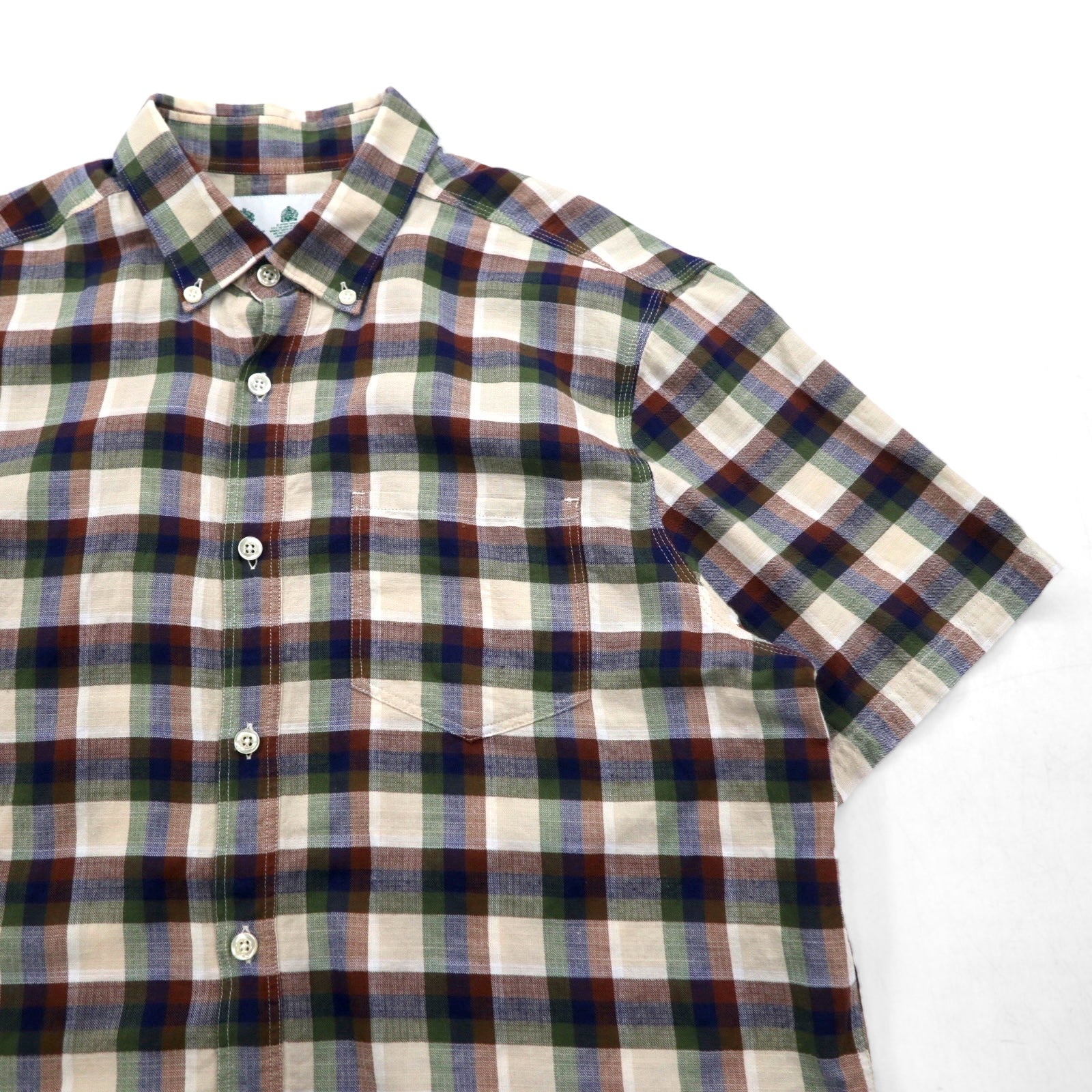 Barbour Camicia Button-Down a Maniche Corte, Taglia M, Marrone a Quadri, Cotone, MSH5151BE11, Made in Portogallo