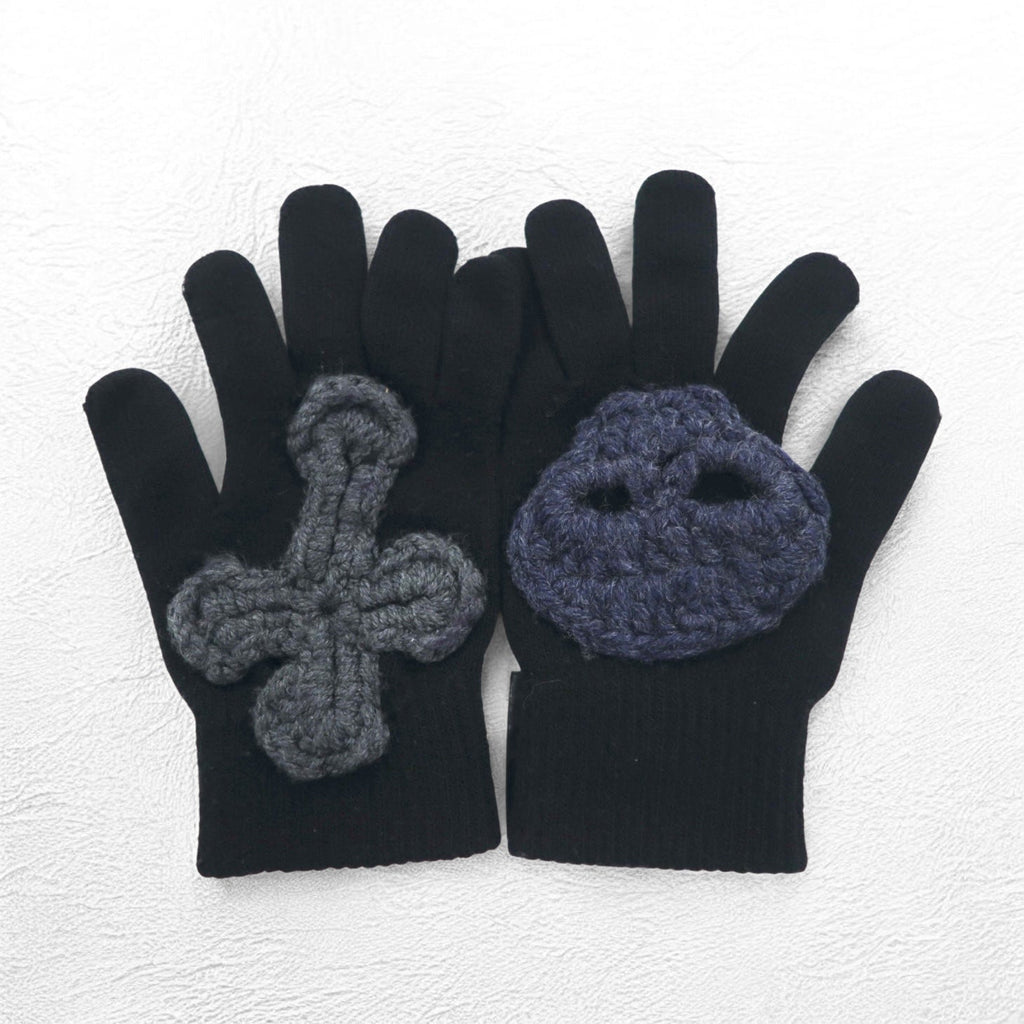 SYUMAN × Y.A.R.N. 23AW Guanti in maglia Hand knitting Gloves Guanti Teschio Croce