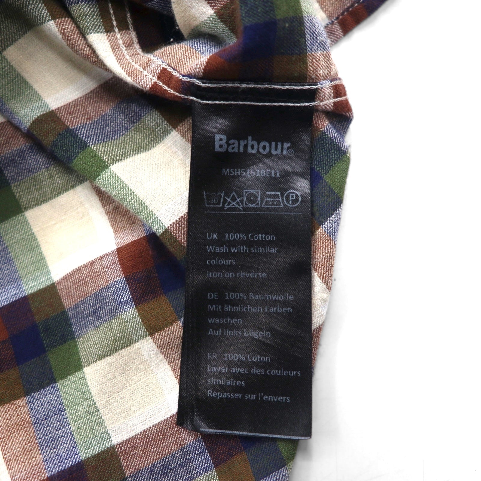Barbour Camicia Button-Down a Maniche Corte, Taglia M, Marrone a Quadri, Cotone, MSH5151BE11, Made in Portogallo