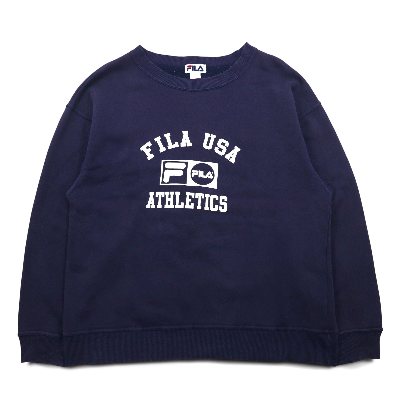 FILA Canada Anni '90 College Logo Felpa L Blu Navy Cotone Stampa
