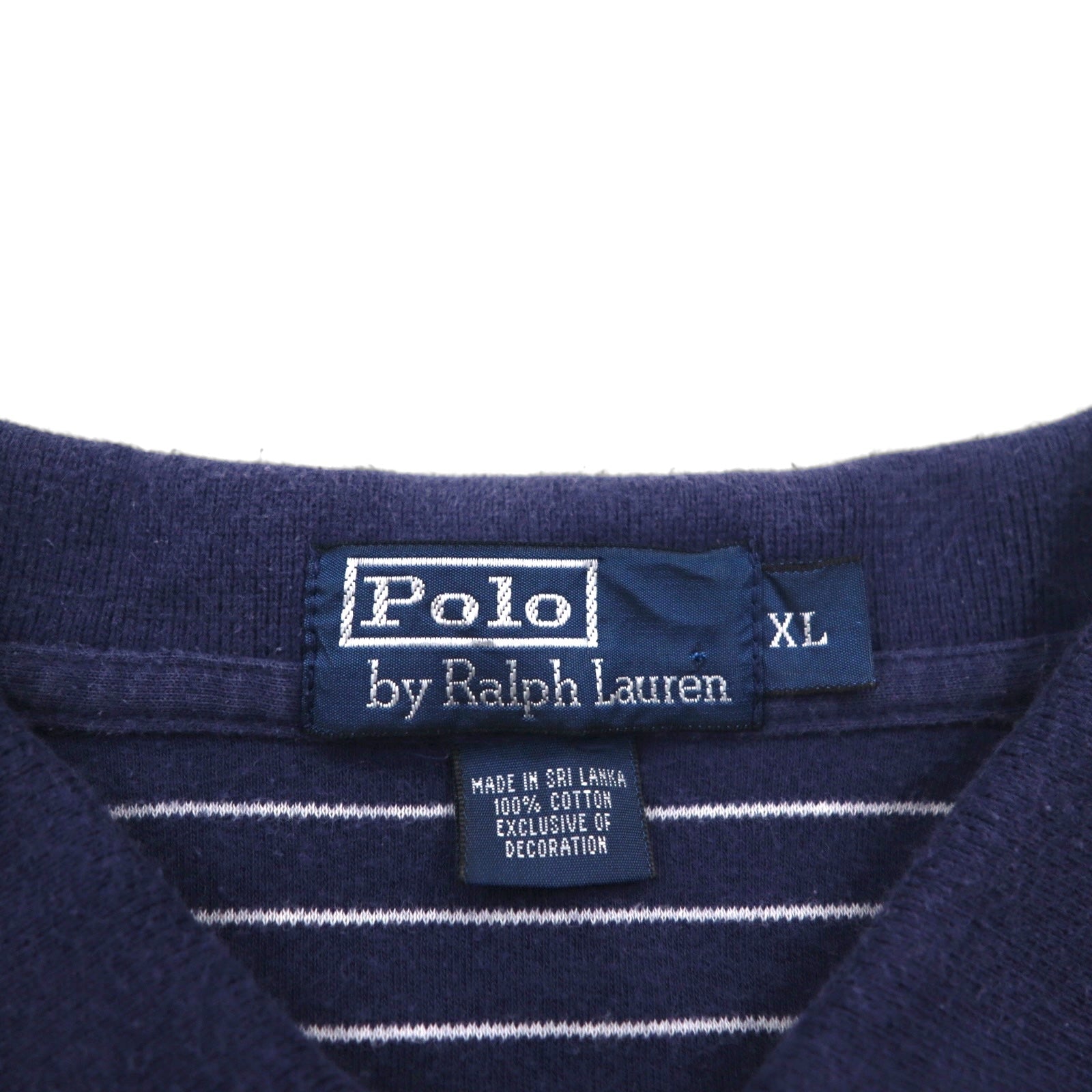 Polo by Ralph Lauren anni '90, polo a righe XL, blu navy, cotone, piccolo logo pony ricamato