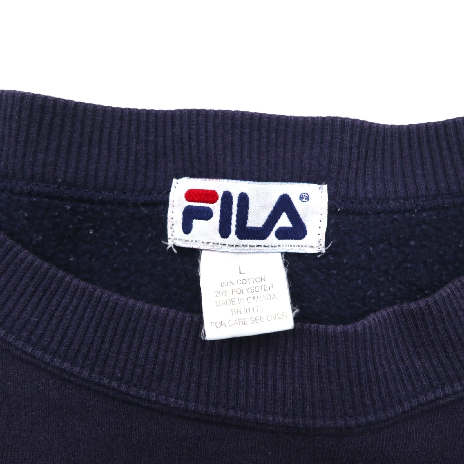 FILA Canada Anni '90 College Logo Felpa L Blu Navy Cotone Stampa