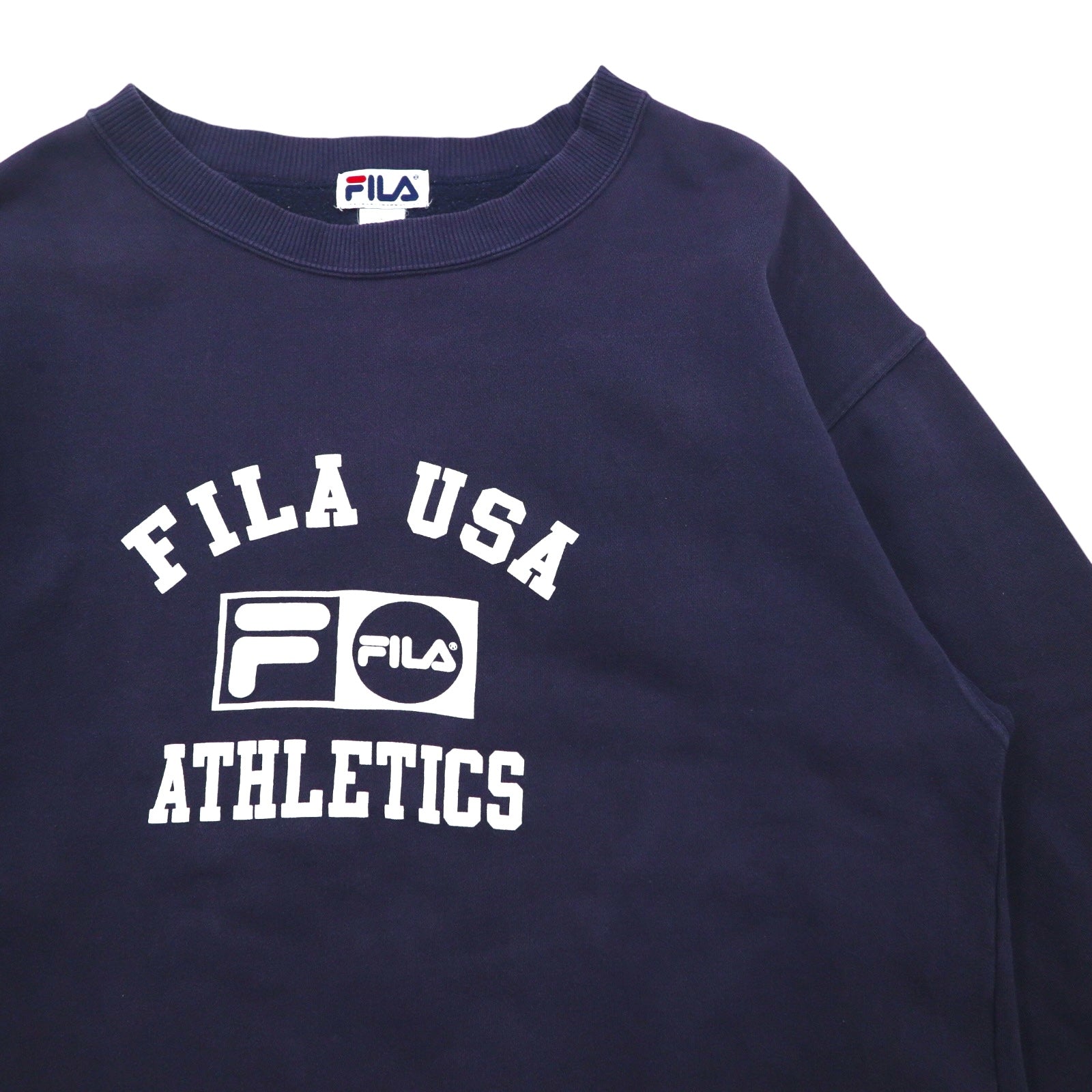 FILA Canada Anni '90 College Logo Felpa L Blu Navy Cotone Stampa