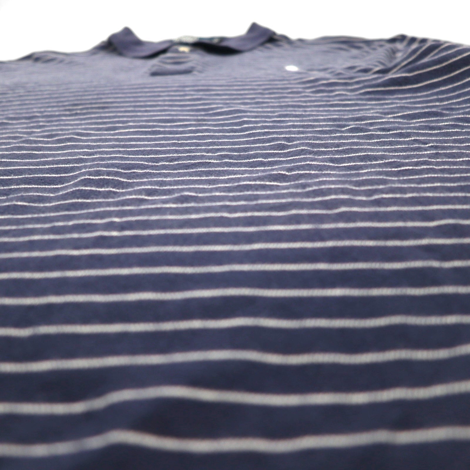 Polo by Ralph Lauren anni '90, polo a righe XL, blu navy, cotone, piccolo logo pony ricamato