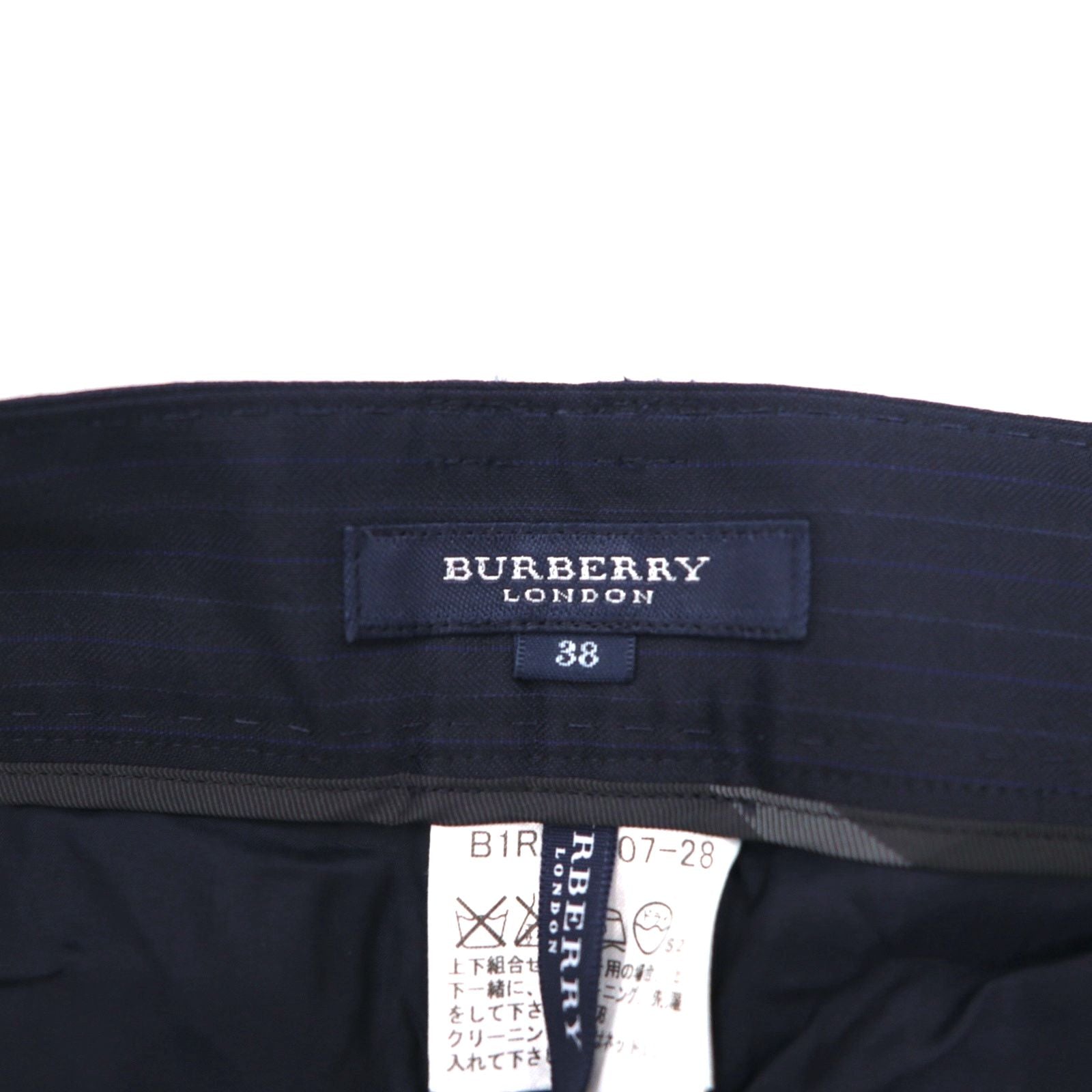 BURBERRY Pantaloni a sigaretta M Blu navy Gessato Lana Fabbricato in Giappone