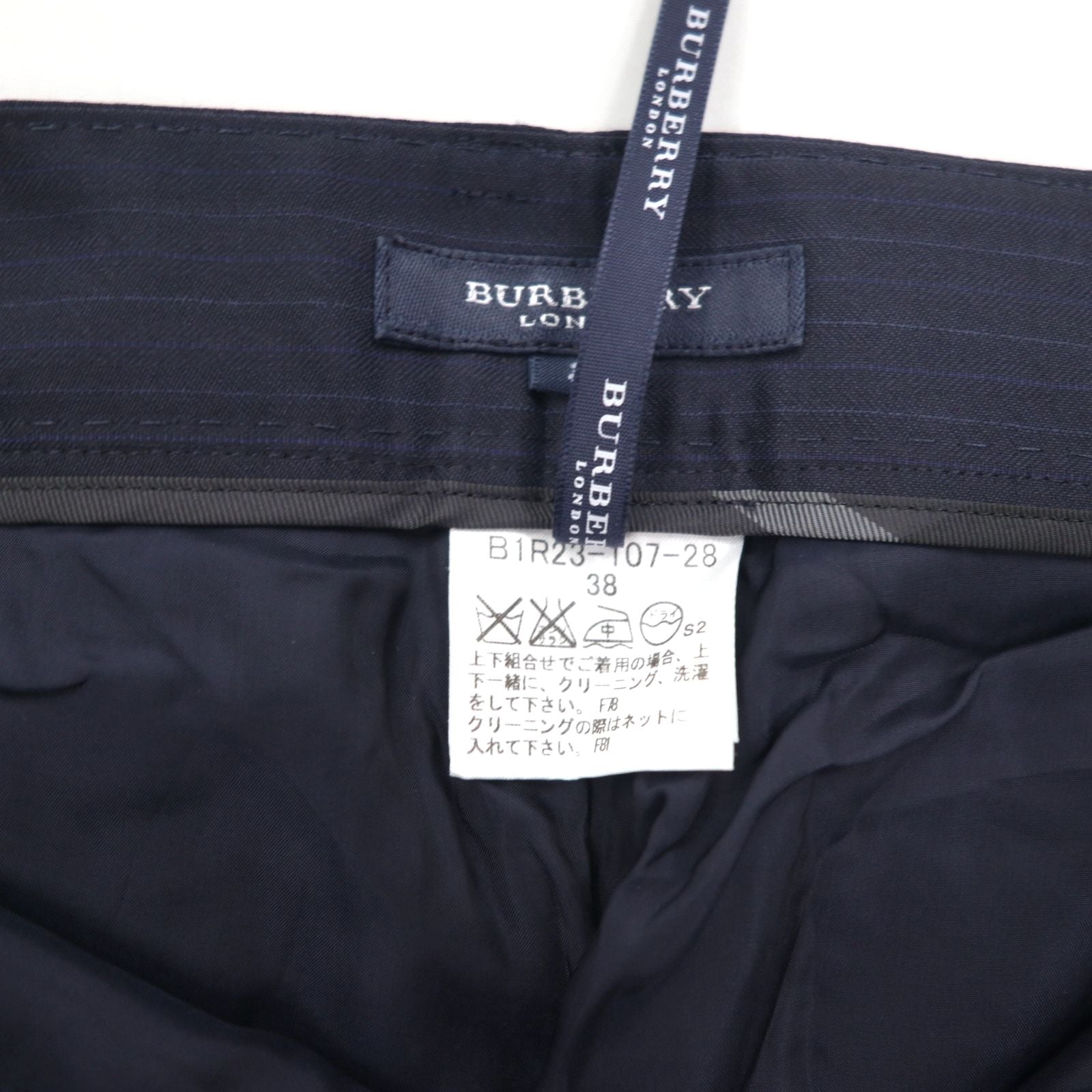 BURBERRY Pantaloni a sigaretta M Blu navy Gessato Lana Fabbricato in Giappone