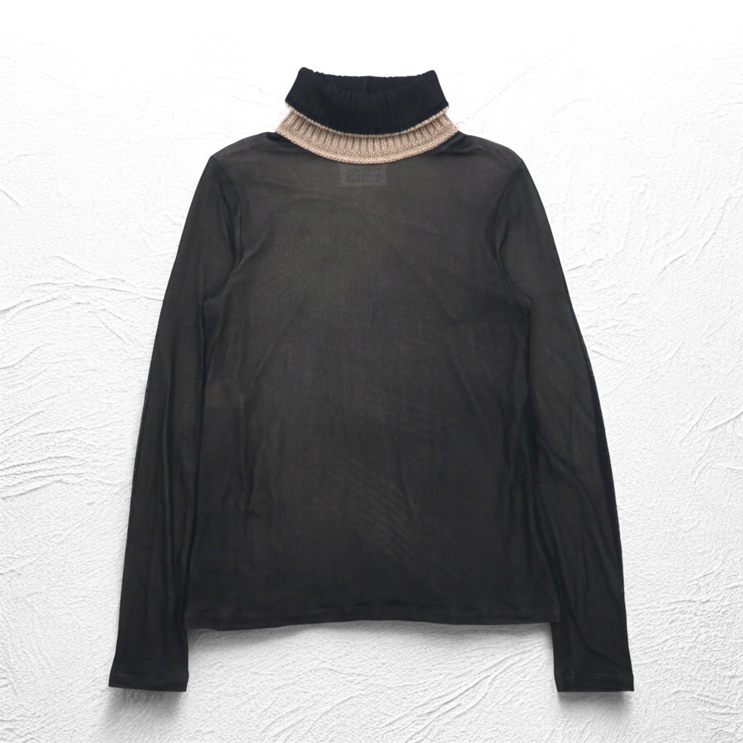 Maison Martin Margiela Dolcevita Top Trasparente Seconda Pelle M Nero Misto Viscosa Cashmere S51GC0286 593-2011 Made in Italy