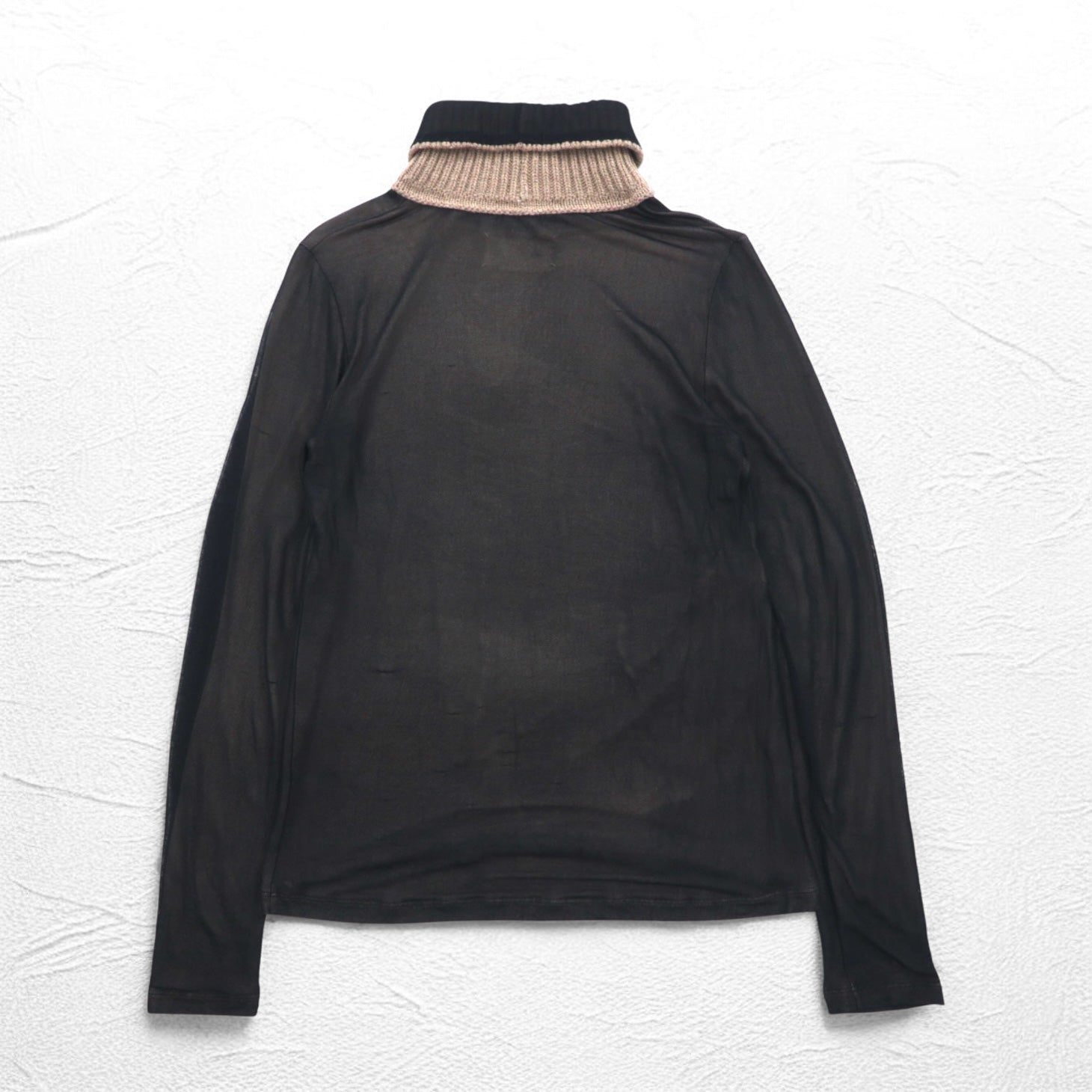 Maison Martin Margiela Dolcevita Top Trasparente Seconda Pelle M Nero Misto Viscosa Cashmere S51GC0286 593-2011 Made in Italy