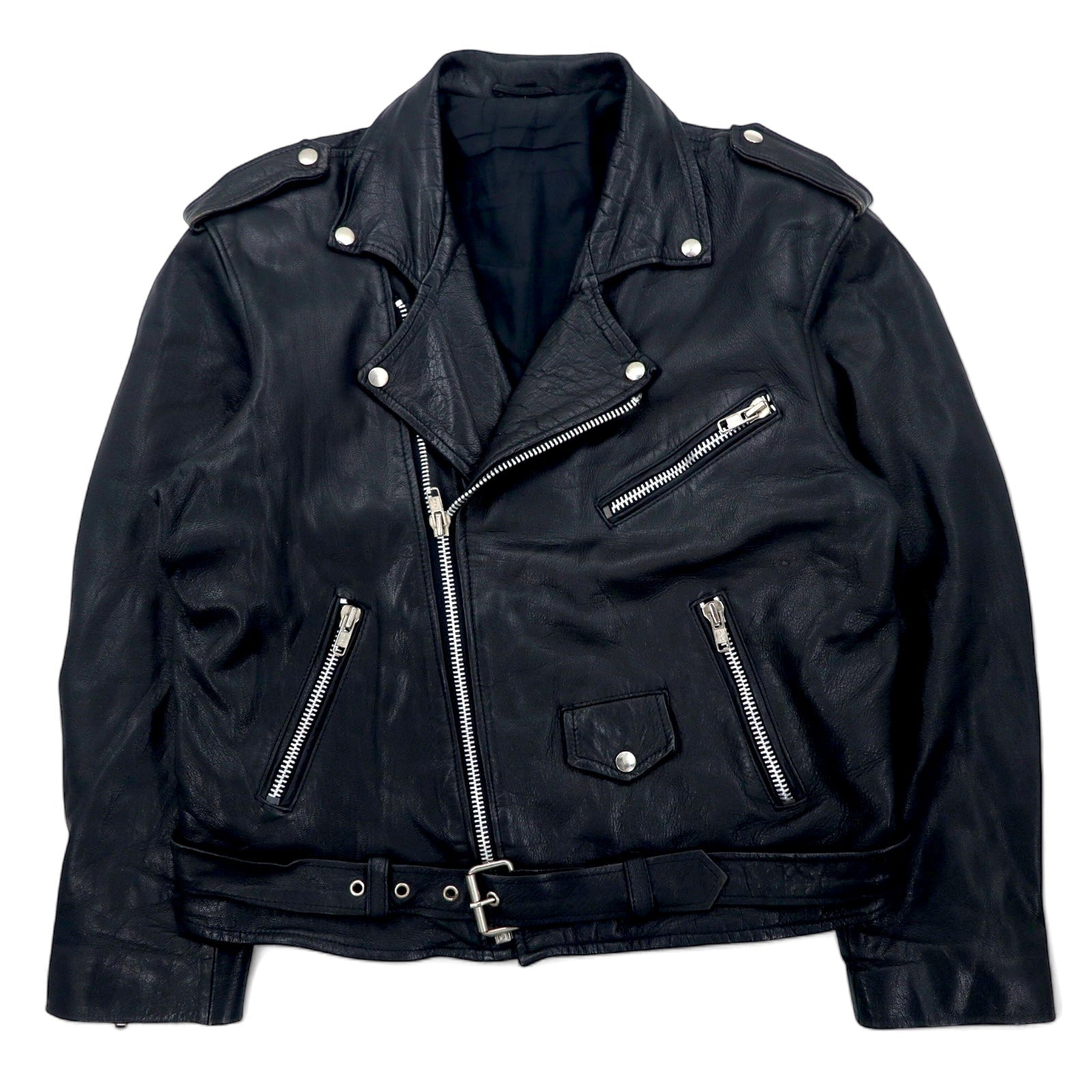 Giacca in pelle Double Riders vintage giacca in pelle doppia cerniera pakistana taglia L nera Made in Pakistan