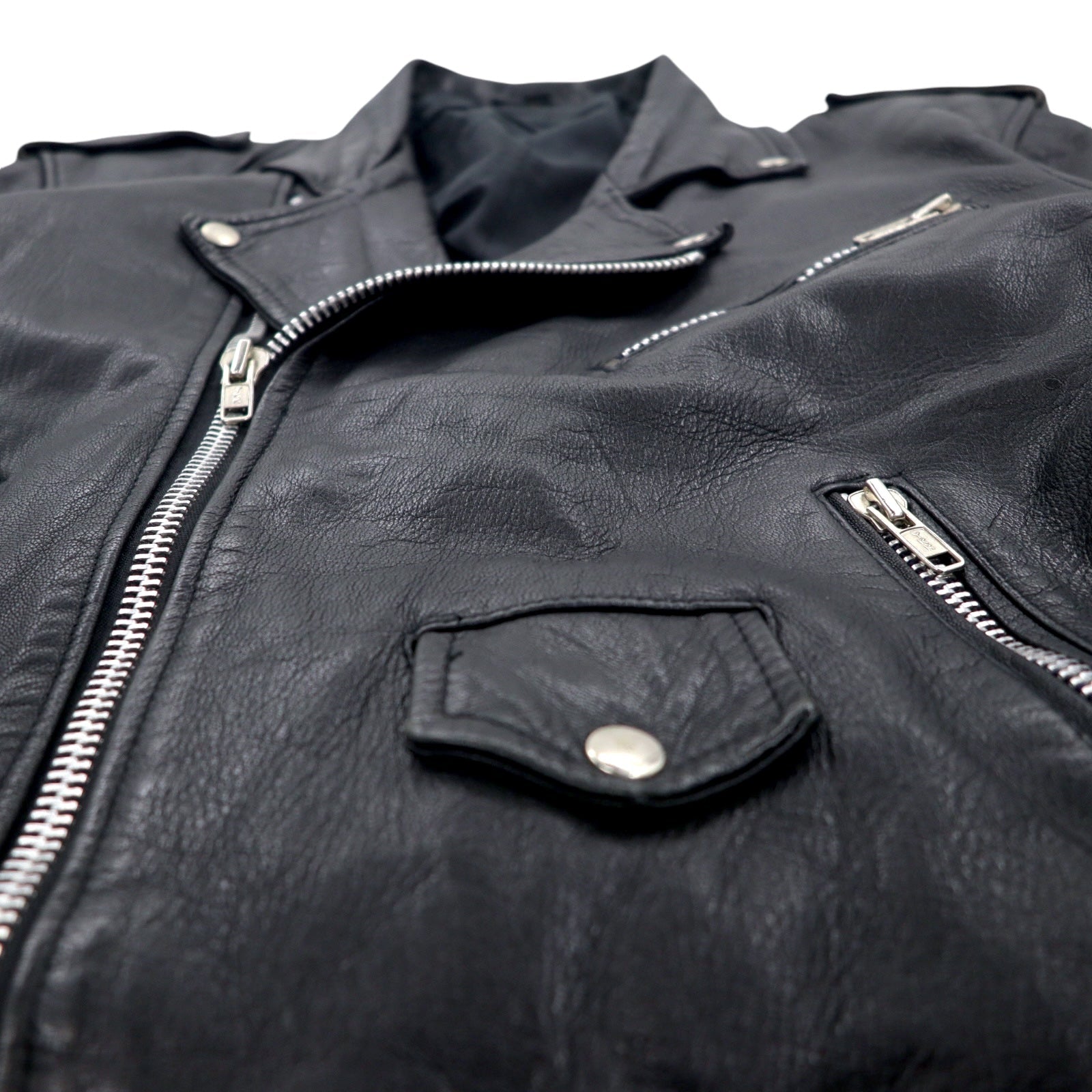 Giacca in pelle Double Riders vintage giacca in pelle doppia cerniera pakistana taglia L nera Made in Pakistan
