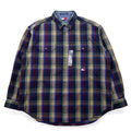 TOMMY JEANS 90年代 フランネルシャツ XL ネイビー チェック コットン スナップボタン 未使用品