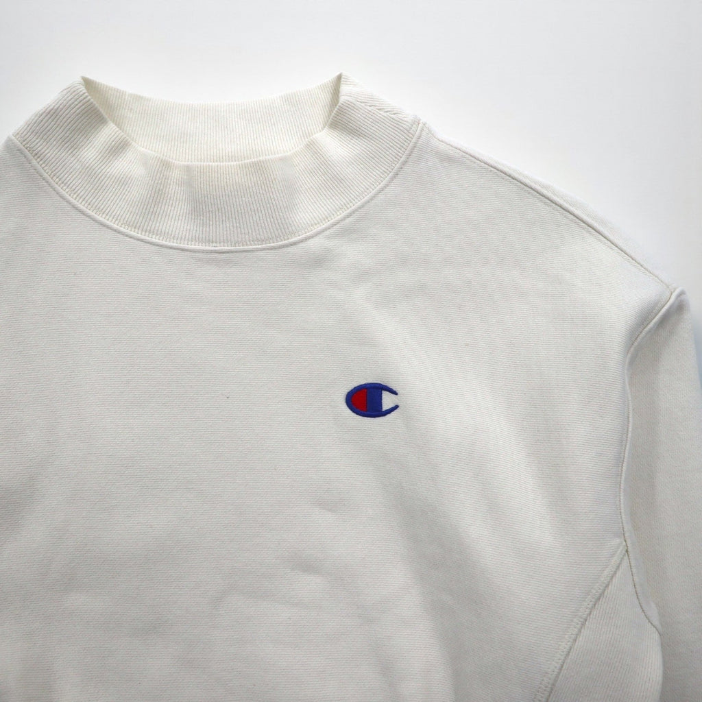Champion リバースウィーブ REVERSE WEAVE ハイネック クロップド スウェット トレーナー XL ホワイト 青単タグ 復刻 短丈