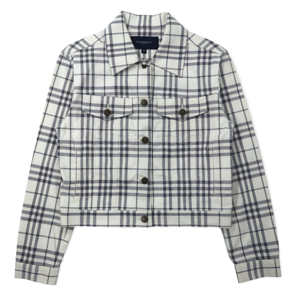 BURBERRY Giacca trucker Nova Check M bianca cotone elasticizzato
