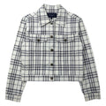 BURBERRY Giacca trucker Nova Check M bianca cotone elasticizzato