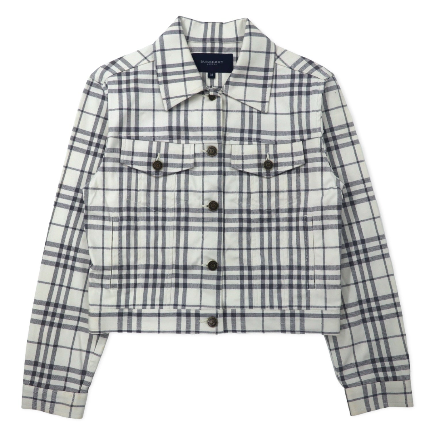 BURBERRY Giacca trucker Nova Check M bianca cotone elasticizzato