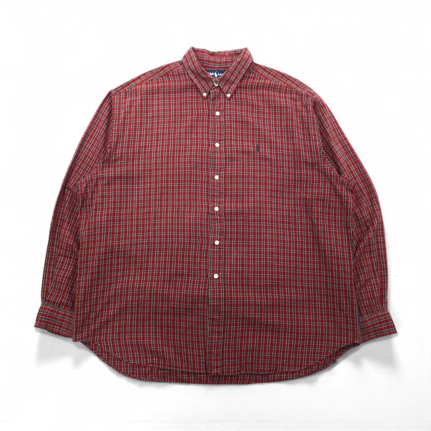 Ralph Lauren 90年代 ボタンダウン フランネルシャツ 2XL レッド チェック BLAIRE スモールポニー刺繡