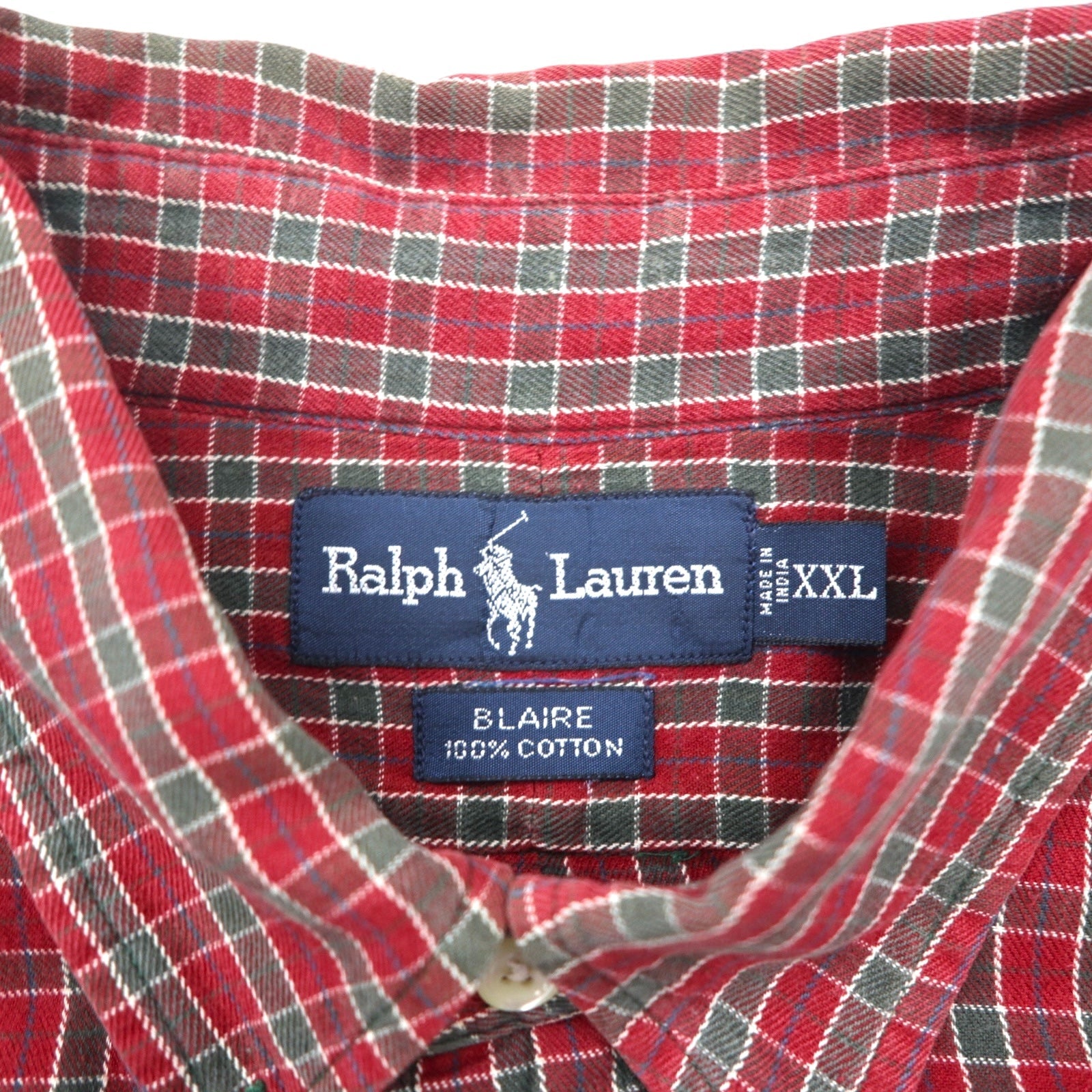 Ralph Lauren 90年代 ボタンダウン フランネルシャツ 2XL レッド チェック BLAIRE スモールポニー刺繡