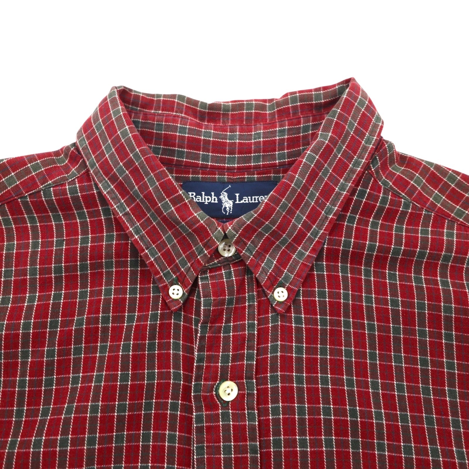 Ralph Lauren 90年代 ボタンダウン フランネルシャツ 2XL レッド チェック BLAIRE スモールポニー刺繡