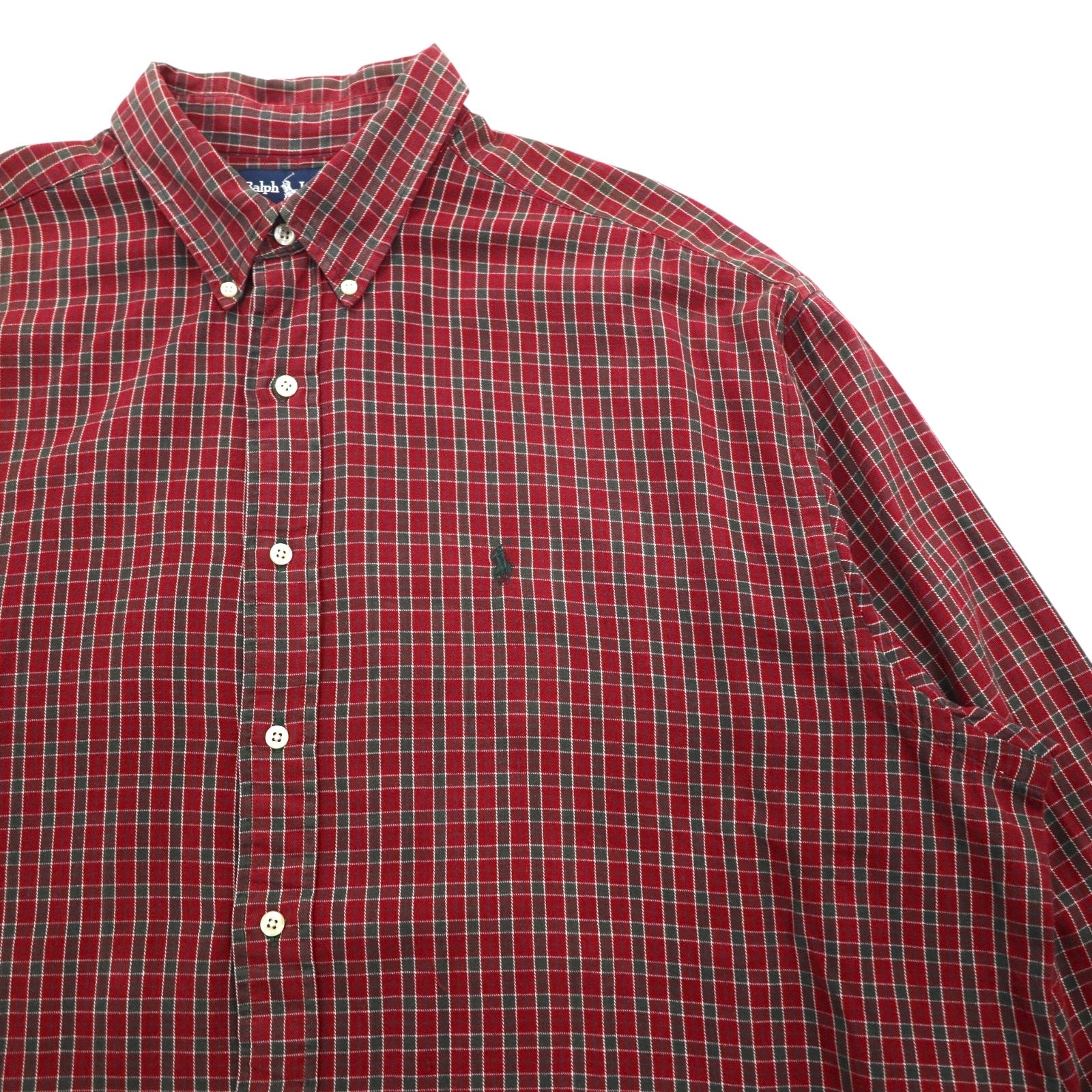 Ralph Lauren 90年代 ボタンダウン フランネルシャツ 2XL レッド チェック BLAIRE スモールポニー刺繡