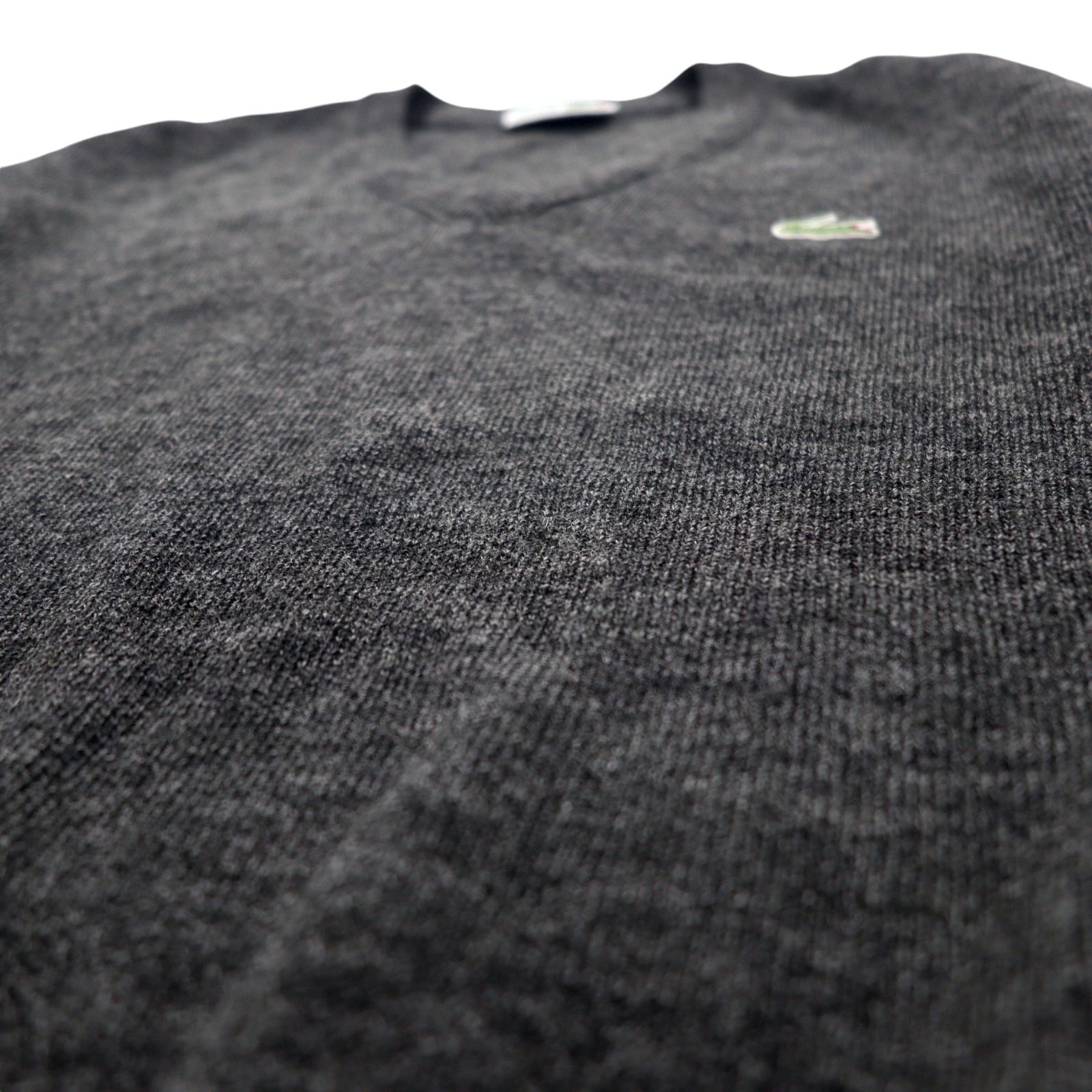 CHEMISE LACOSTE made in France anni '80 French Lacoste maglione in maglia scollo a V L grigio lana acrilico LOISIRS logo ricamato