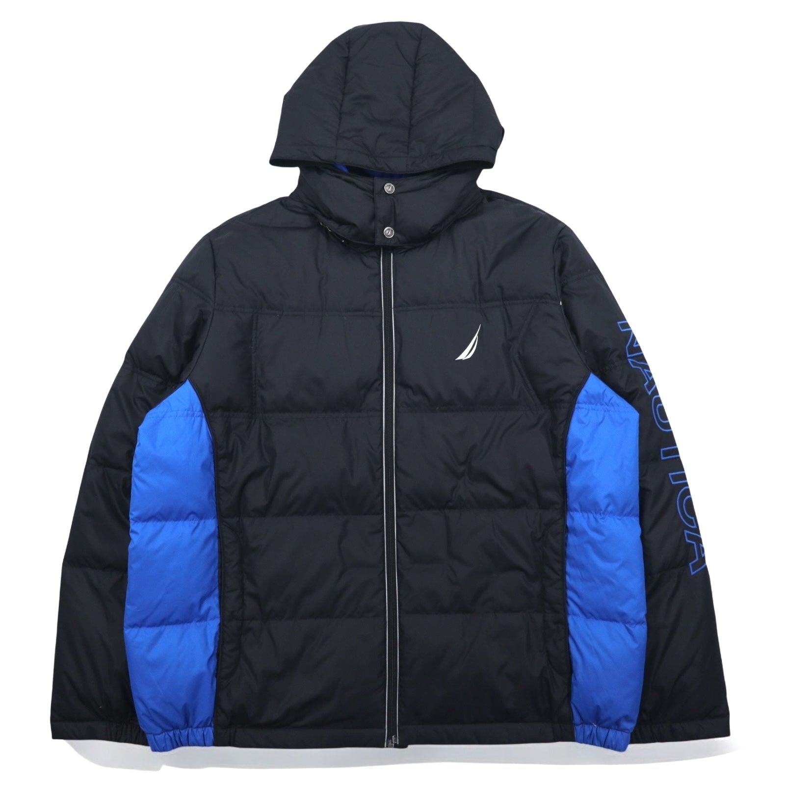 NAUTICA piumino XXL nero blu poliestere cappuccio staccabile