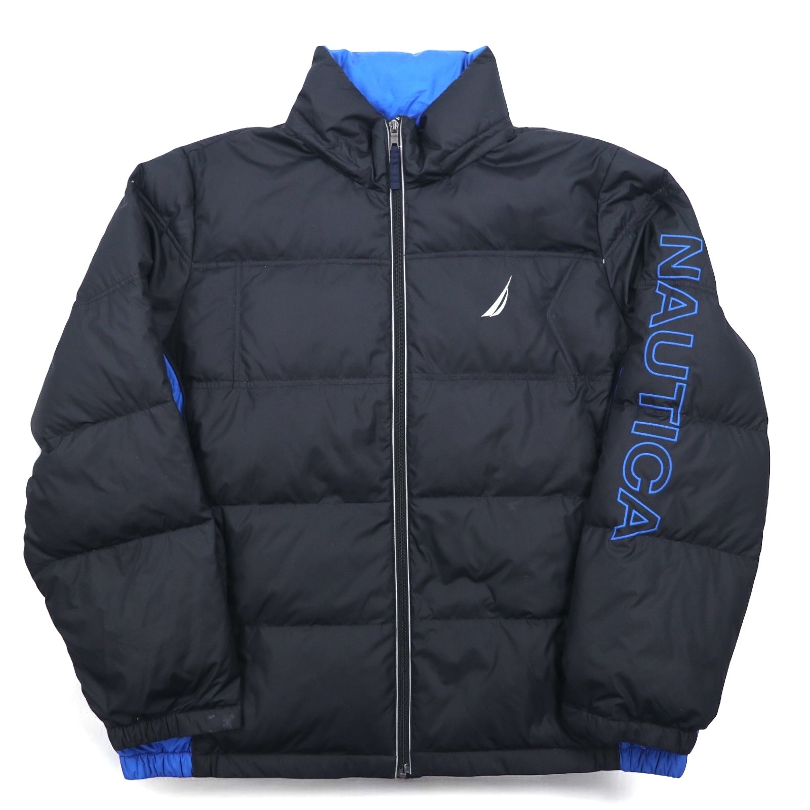 NAUTICA piumino XXL nero blu poliestere cappuccio staccabile