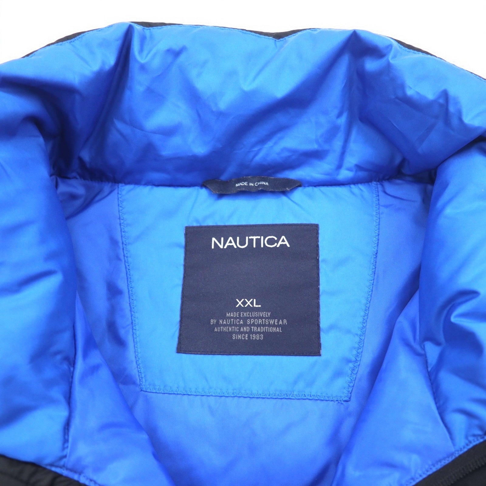 NAUTICA piumino XXL nero blu poliestere cappuccio staccabile
