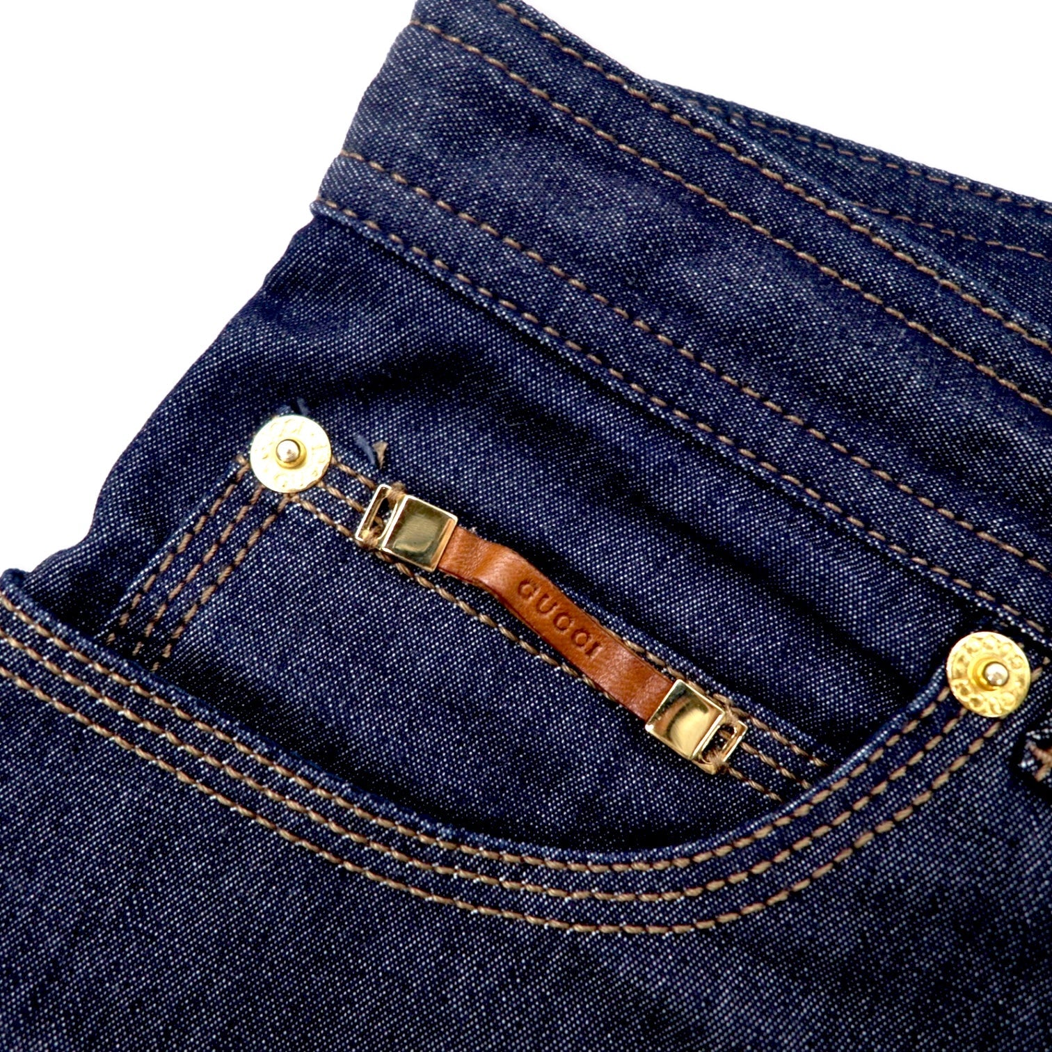 GUCCI Jeans in denim elasticizzato taglia 40 blu scuro con cerniera, made in Italy