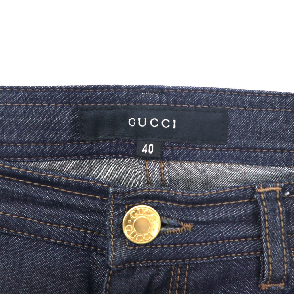 GUCCI Jeans in denim elasticizzato taglia 40 blu scuro con cerniera, made in Italy