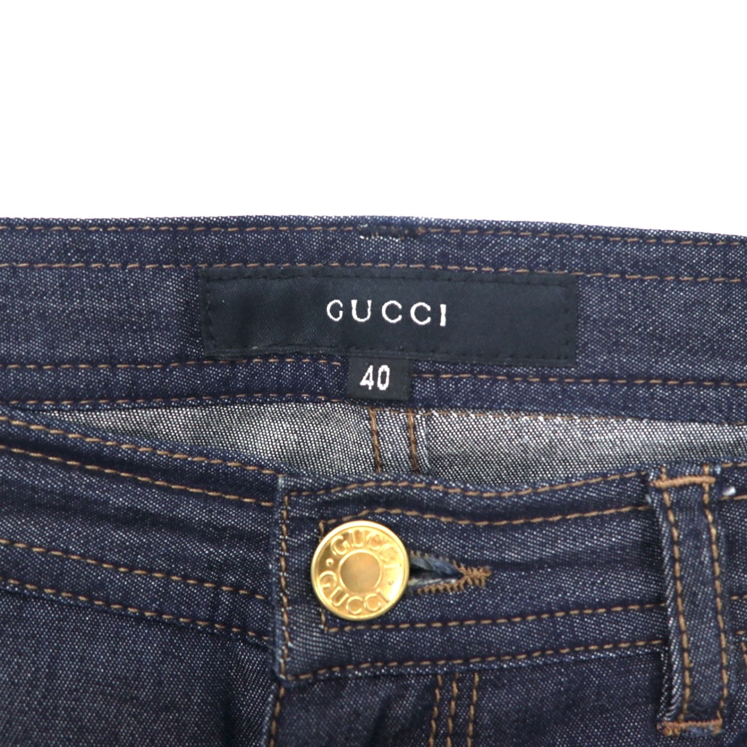 GUCCI Jeans in denim elasticizzato taglia 40 blu scuro con cerniera, made in Italy