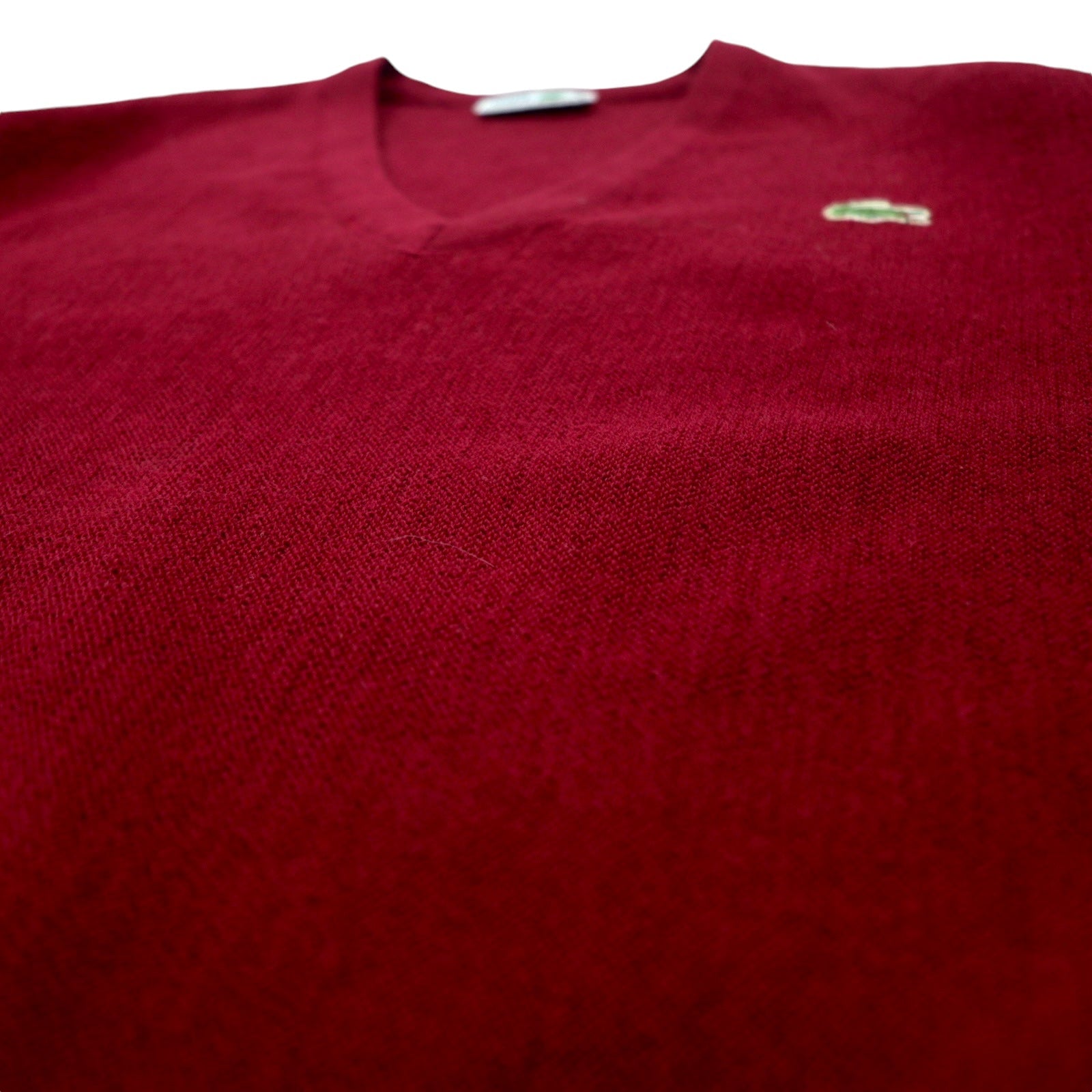 CHEMISE LACOSTE Made in France anni '80 French Lacoste maglione in maglia scollo a V taglia L rosso lana acrilico con logo