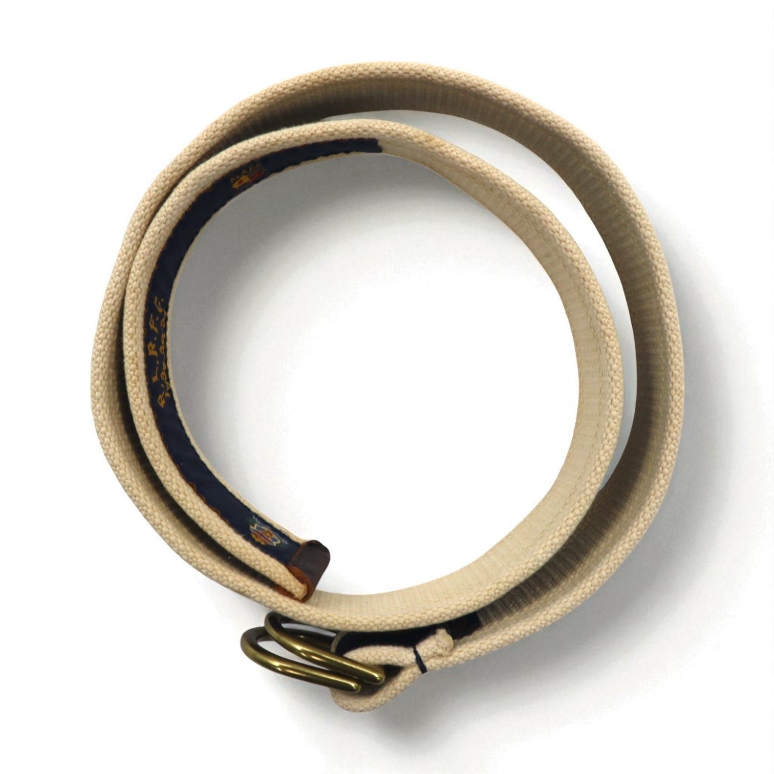 RUGBY RALPH LAUREN Cintura ad anello blu navy beige nylon tela R.L.R.F.C