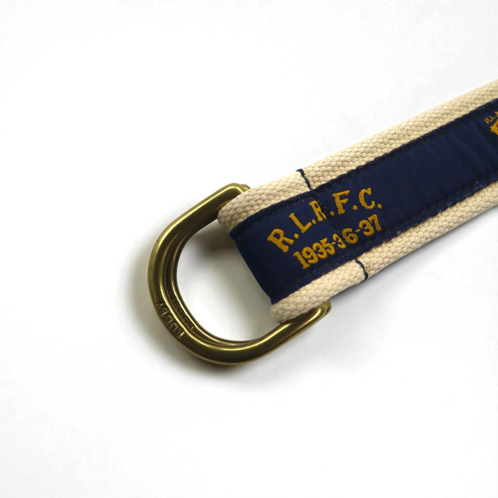 RUGBY RALPH LAUREN Cintura ad anello blu navy beige nylon tela R.L.R.F.C
