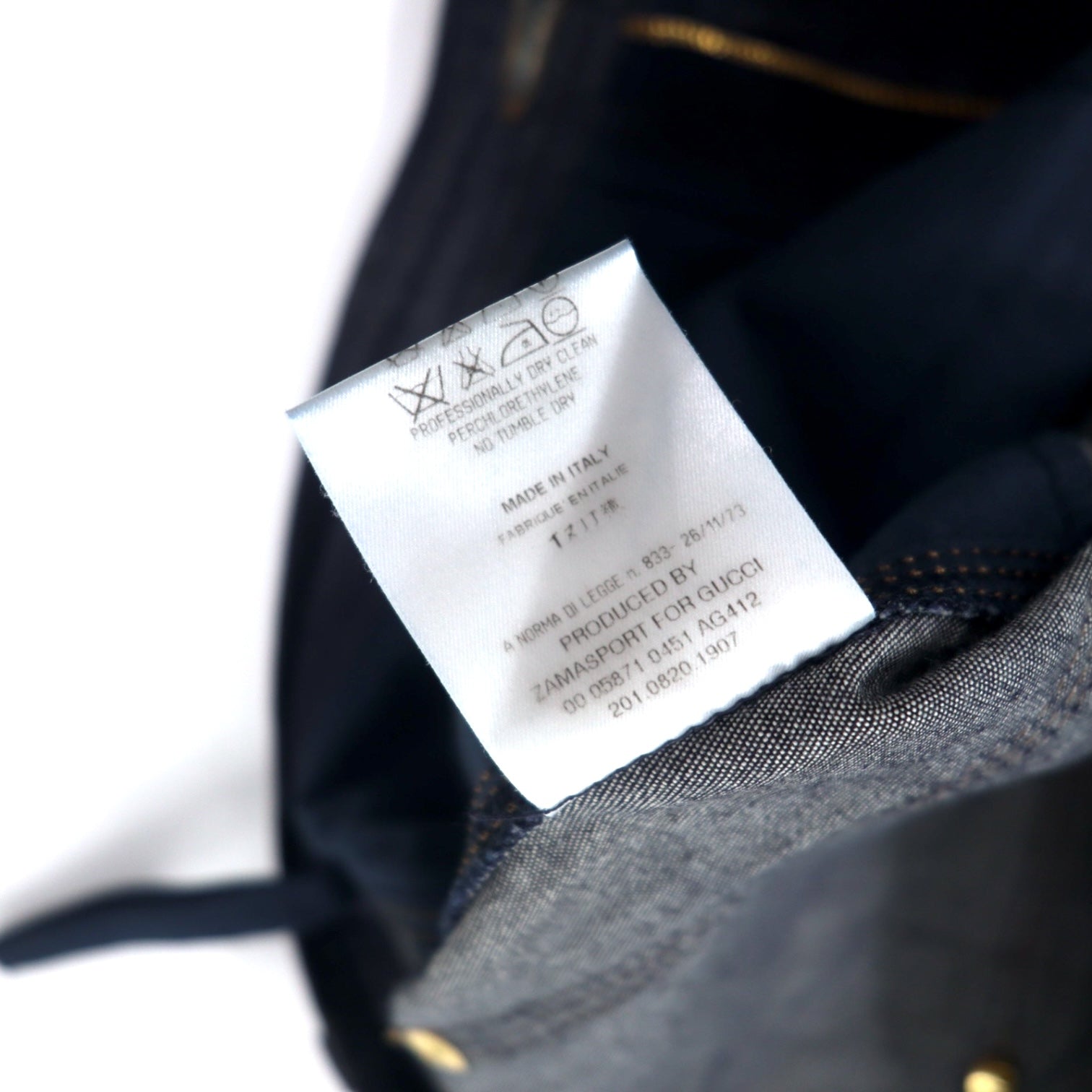 GUCCI Jeans in denim elasticizzato taglia 40 blu scuro con cerniera, made in Italy