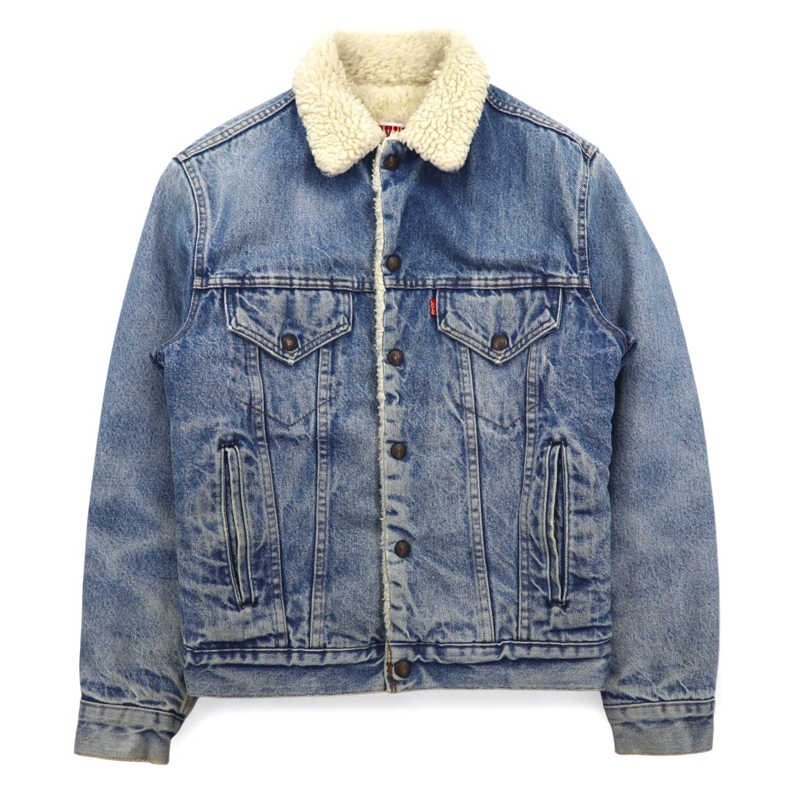 LEVI'S SAN FRANCISCO anni '80 USA Sherpa Trucker Giacca di Jeans con Fodera in Pile G Jean XS Blu Cotone 70608 0216