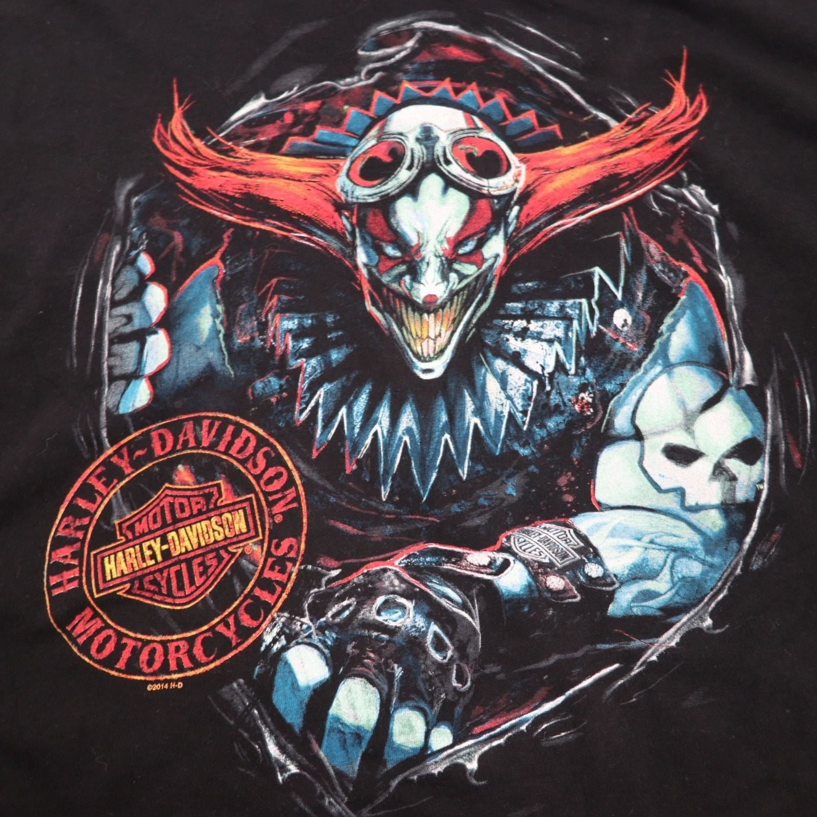 T-shirt HARLEY DAVIDSON stampa fronte/retro 2XL nera cotone teschio clown BALTIMORE taglia grande