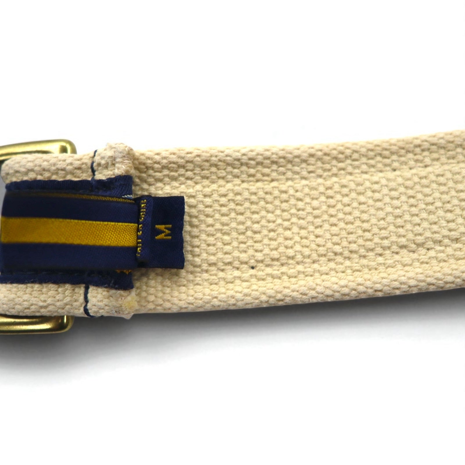 RUGBY RALPH LAUREN Cintura ad anello blu navy beige nylon tela R.L.R.F.C