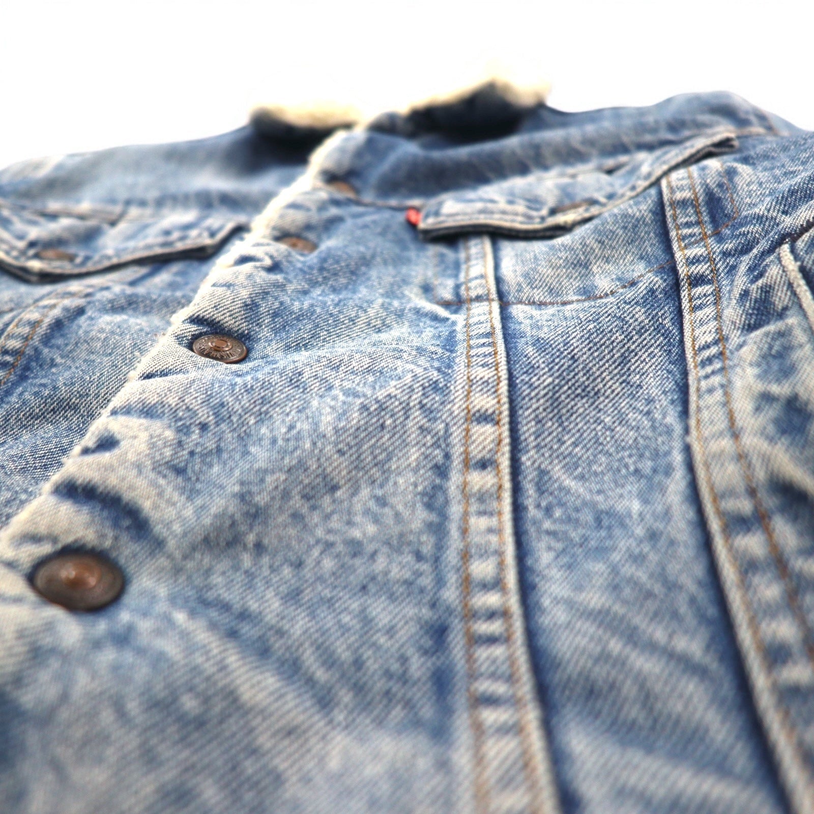LEVI'S SAN FRANCISCO anni '80 USA Sherpa Trucker Giacca di Jeans con Fodera in Pile G Jean XS Blu Cotone 70608 0216