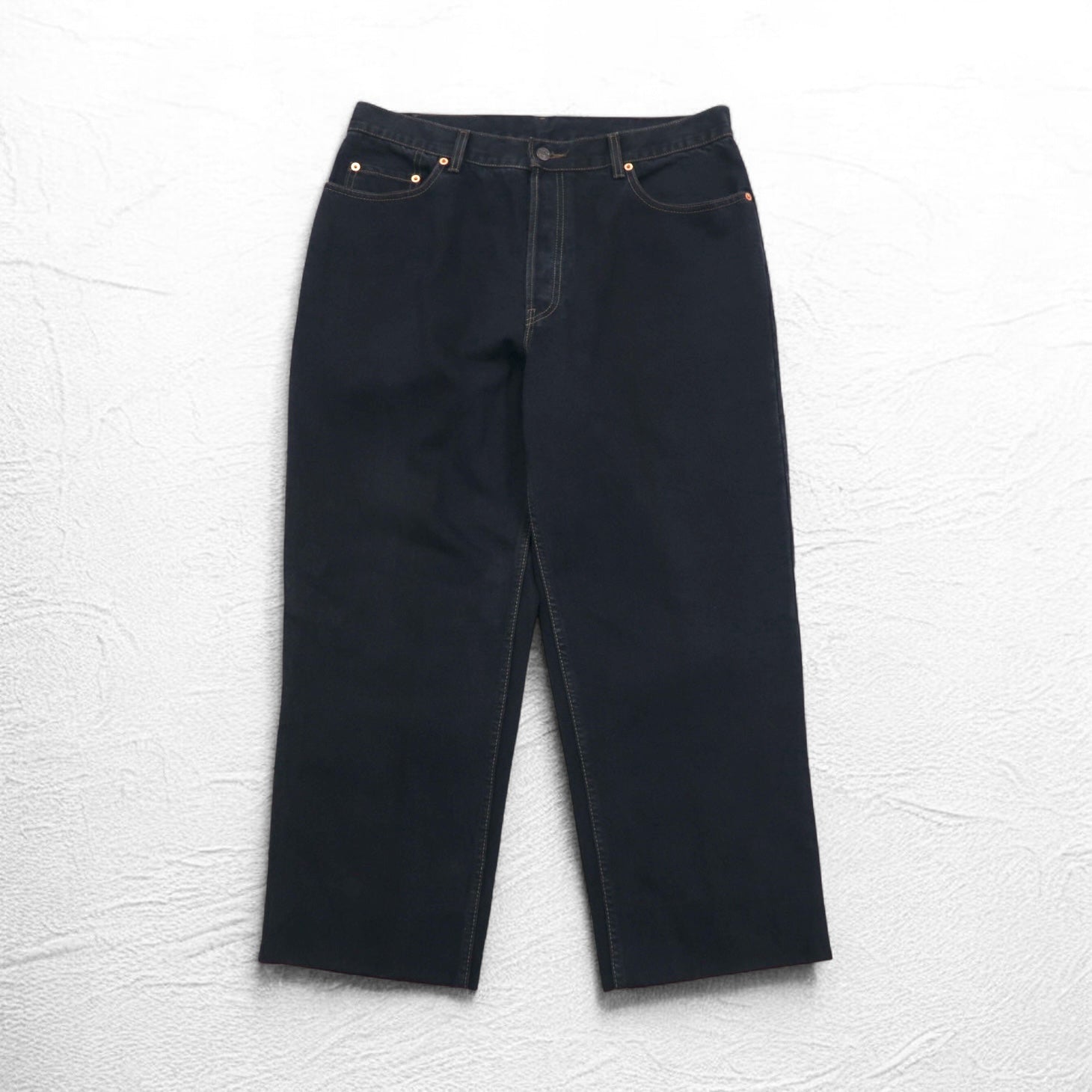 Levi's Made in Italy anni '90 Orange Tab 412 modello Euro Jeans taglia L neri bottone patta toppa in pelle